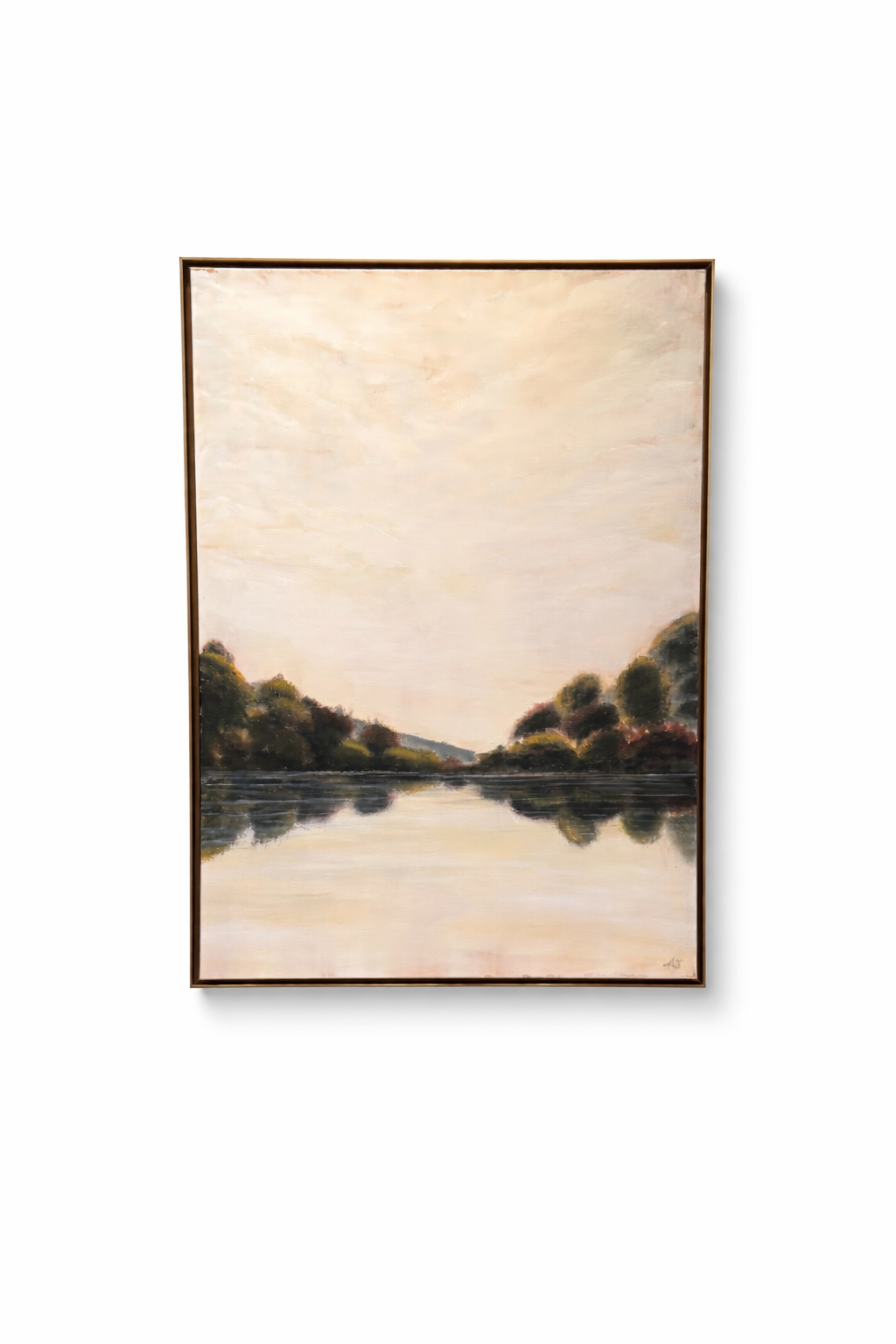 Golden Hour: Moody Fall Acrylic Painting with Bronze Frame