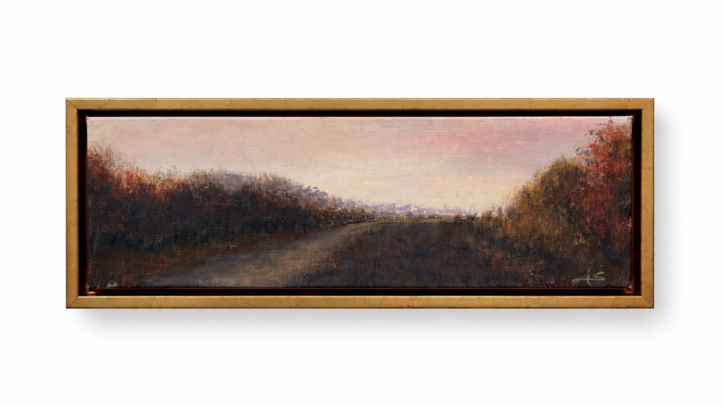 Golden Dusk Fall Landscape Painting