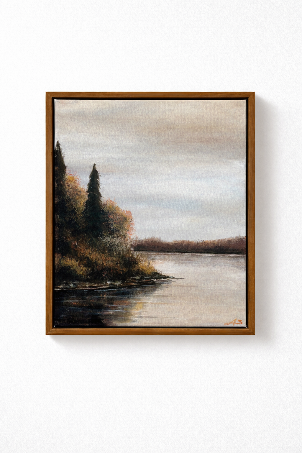 Golden Lake framed canvas