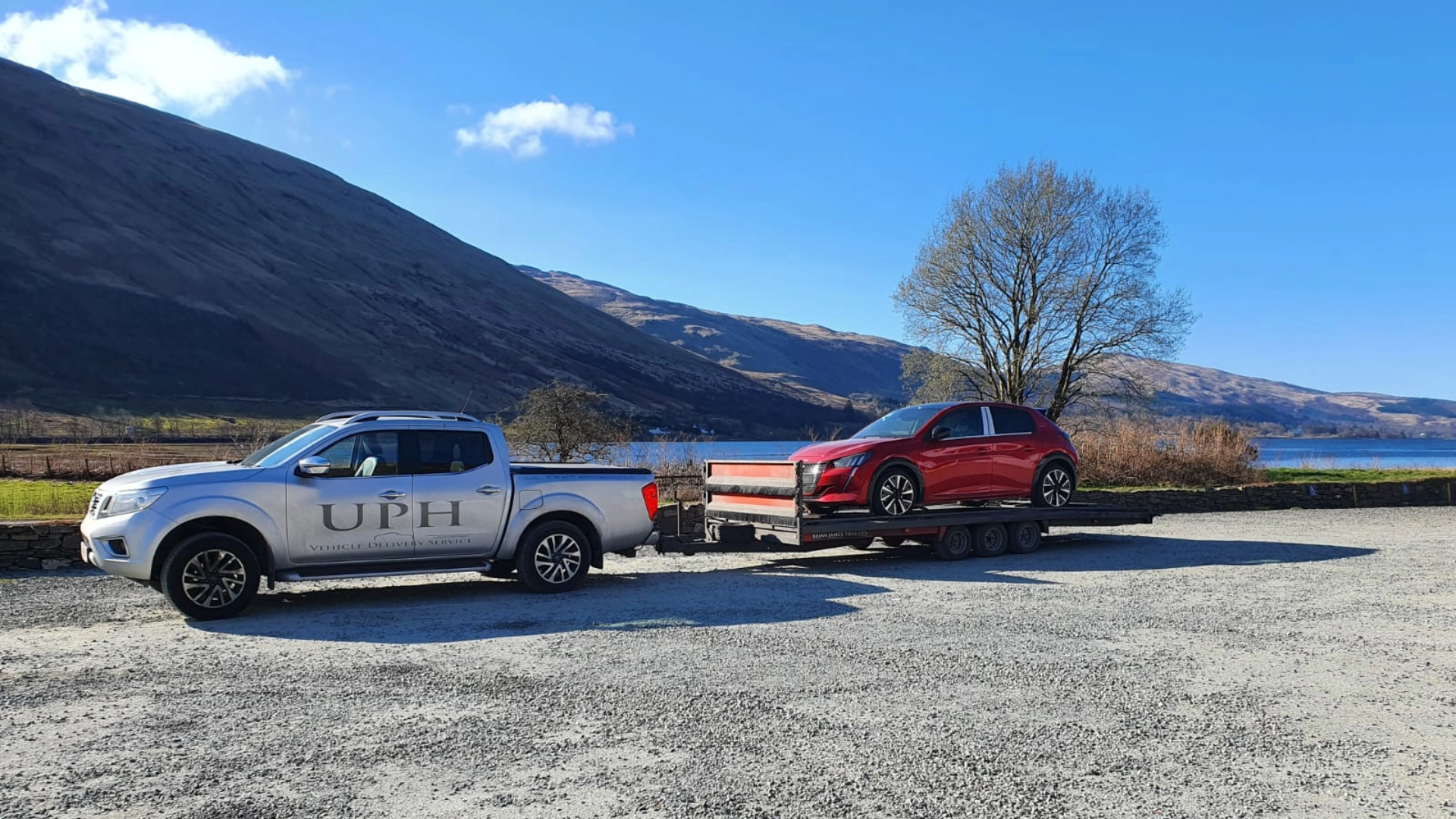 UPH VDS delivering red car in the Scottish Highlands