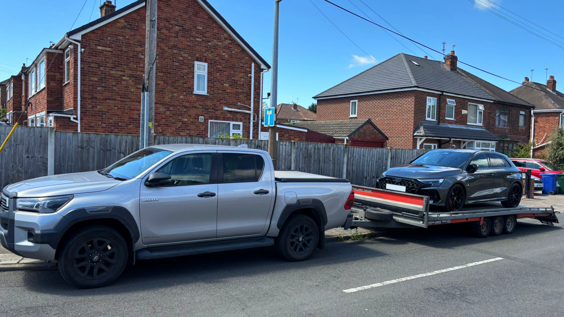 Audi being delivered to residential home for private customer