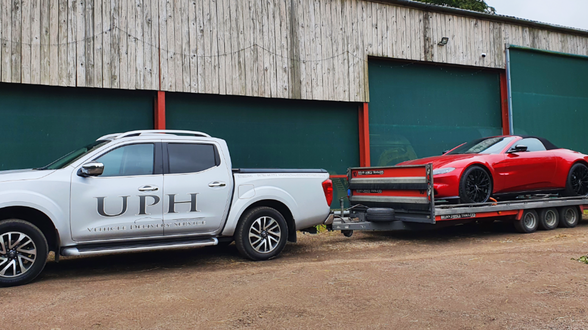 Luxury car attached on to single vehicle trailer