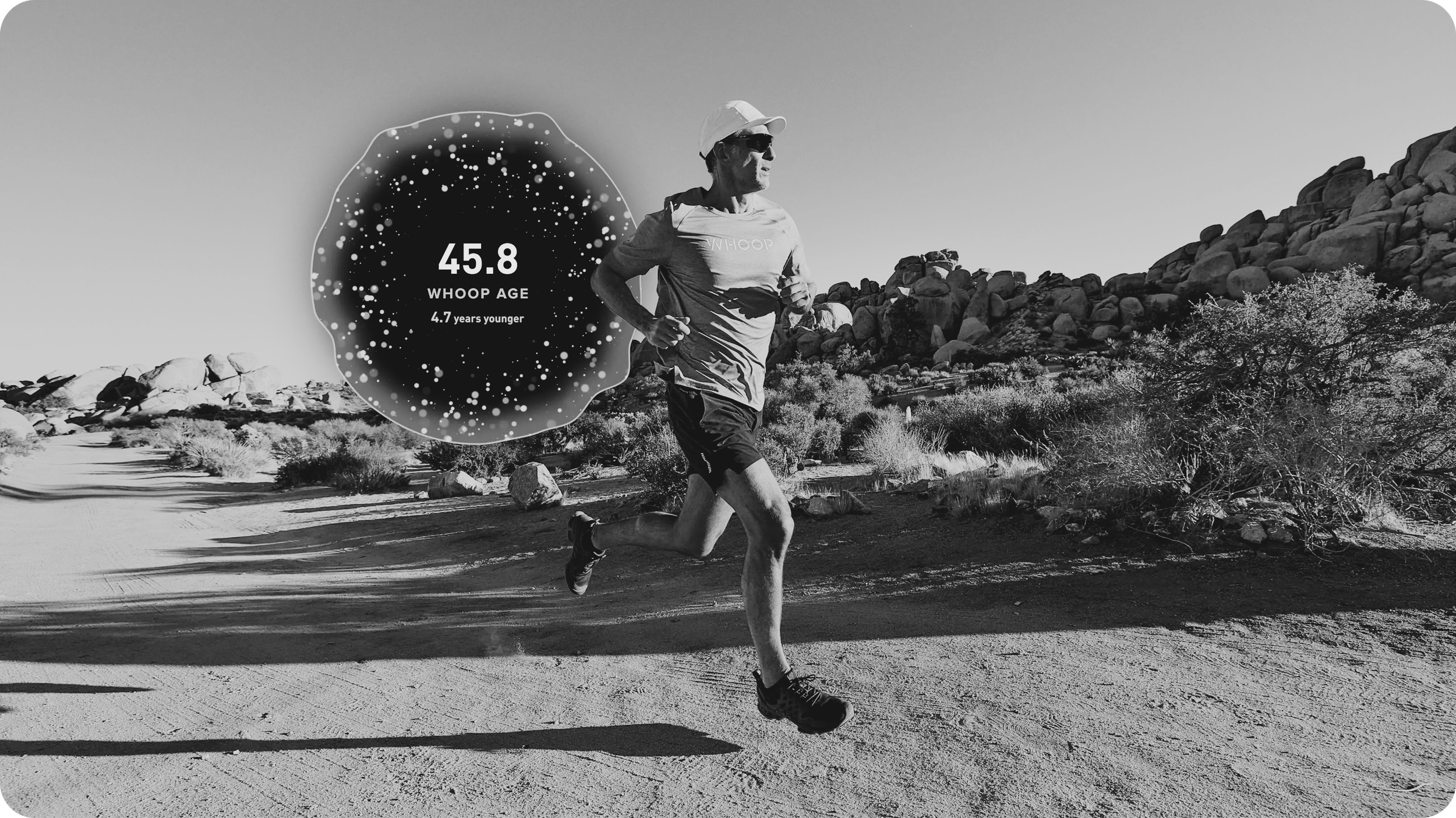 Man running with a Whoop watch to track his Whoop age and other key performance indicators.
