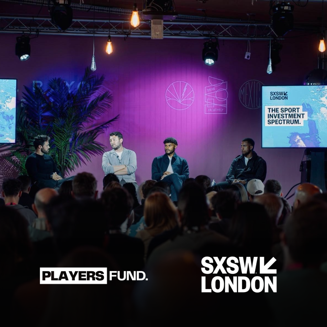 Ruari Bell, Tom Gorringe, Anthony Watson and Tyrone Mings discussing sports investment at SXSW London.