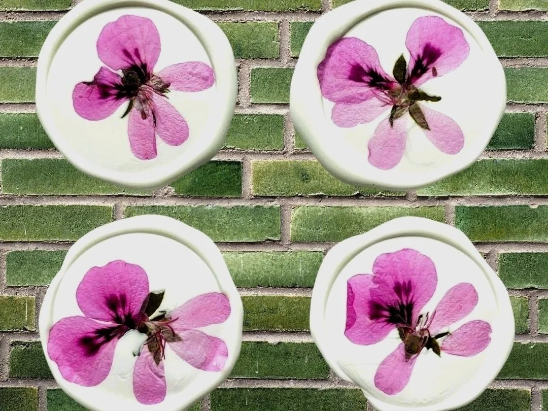 Lemon Pelargonium Flower Wax Seals