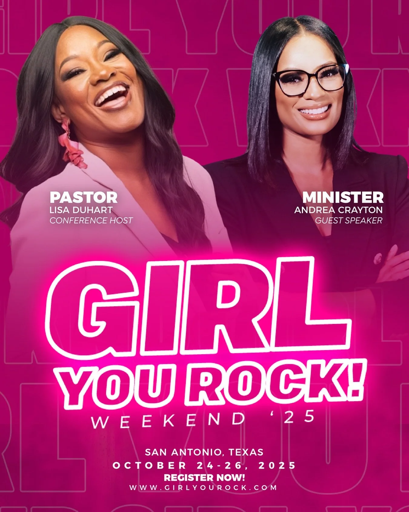 Giiiirllll, Buckle up! Minister @andreacraytonmin is going to ROCK the house!! The holy boldness she carries, is going to set us up for a move of God, we KNOW it! 

Get those tickets NOW!!!