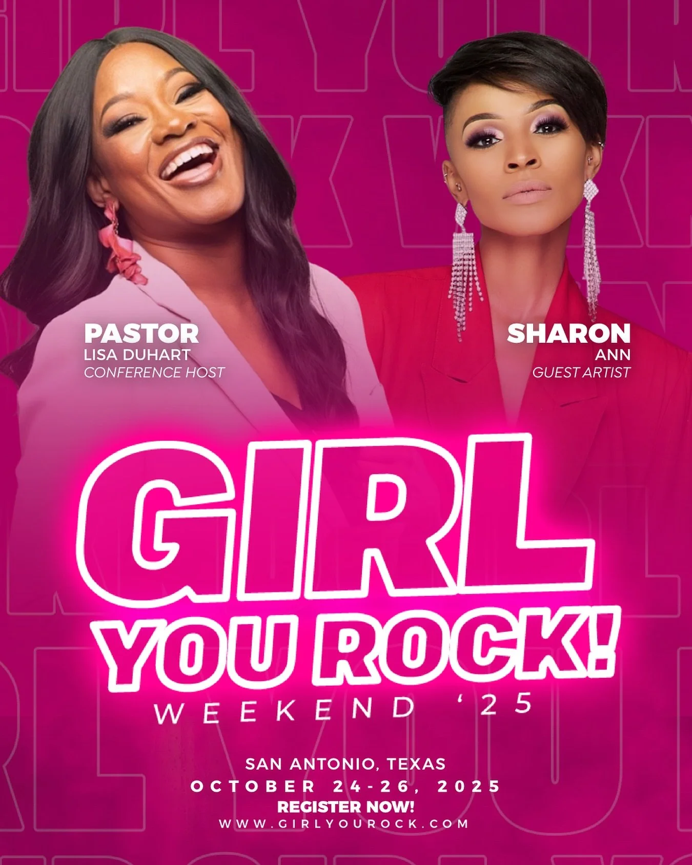 and this is our SEEESSTERRR!! She&rsquo;s no stranger to the Girl You Rock stage&hellip; and we&rsquo;re so excited that she is BACK! 

@mzsharonann is going to come and set the room ablaze!! We can&rsquo;t wait To experience her worship&hellip;.

IF