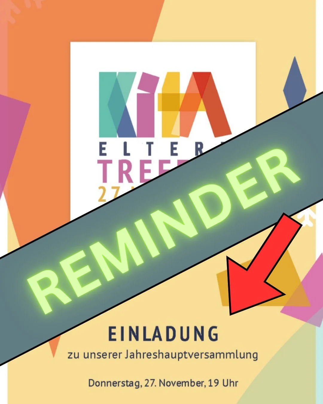 🚨 Noch 3 Tage bis zu unserer Jahreshauptversammlung! 🚨

Liebe Eltern, liebe Delegierte, liebe Interessierten, 

F&uuml;r eine bessere Kita-Zukunft unserer Kinder braucht es uns alle!

In wenigen Tagen findet unsere Jahreshauptversammlung statt, wo 