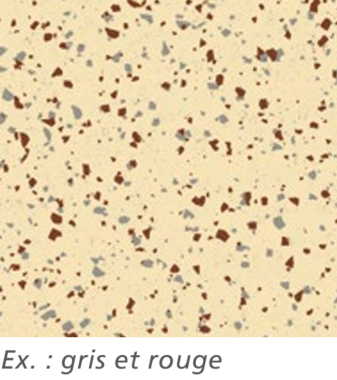 Surface de comptoir ou de sol avec motif en grains de différentes couleurs sur fond beige