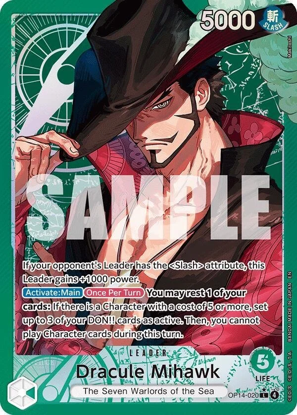 Dracule Mihawk - OP14-020 (Alternate Art) - The Azure Sea's Seven (OP14)
