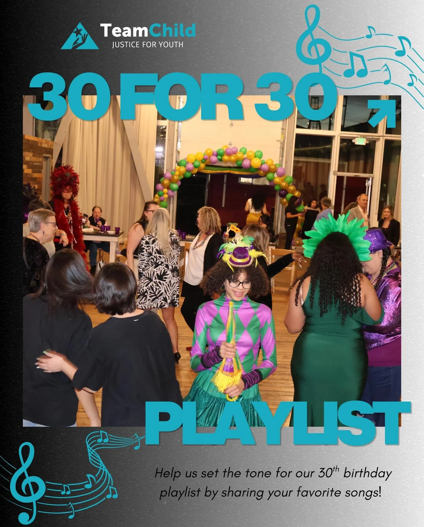 For TeamChild&rsquo;s 30th birthday, we are curating a special playlist with your favorite hit songs from the last three decades. Visit the link in our bio to submit some of your favorite jams, or leave a comment! It&rsquo;s time for a celebration!