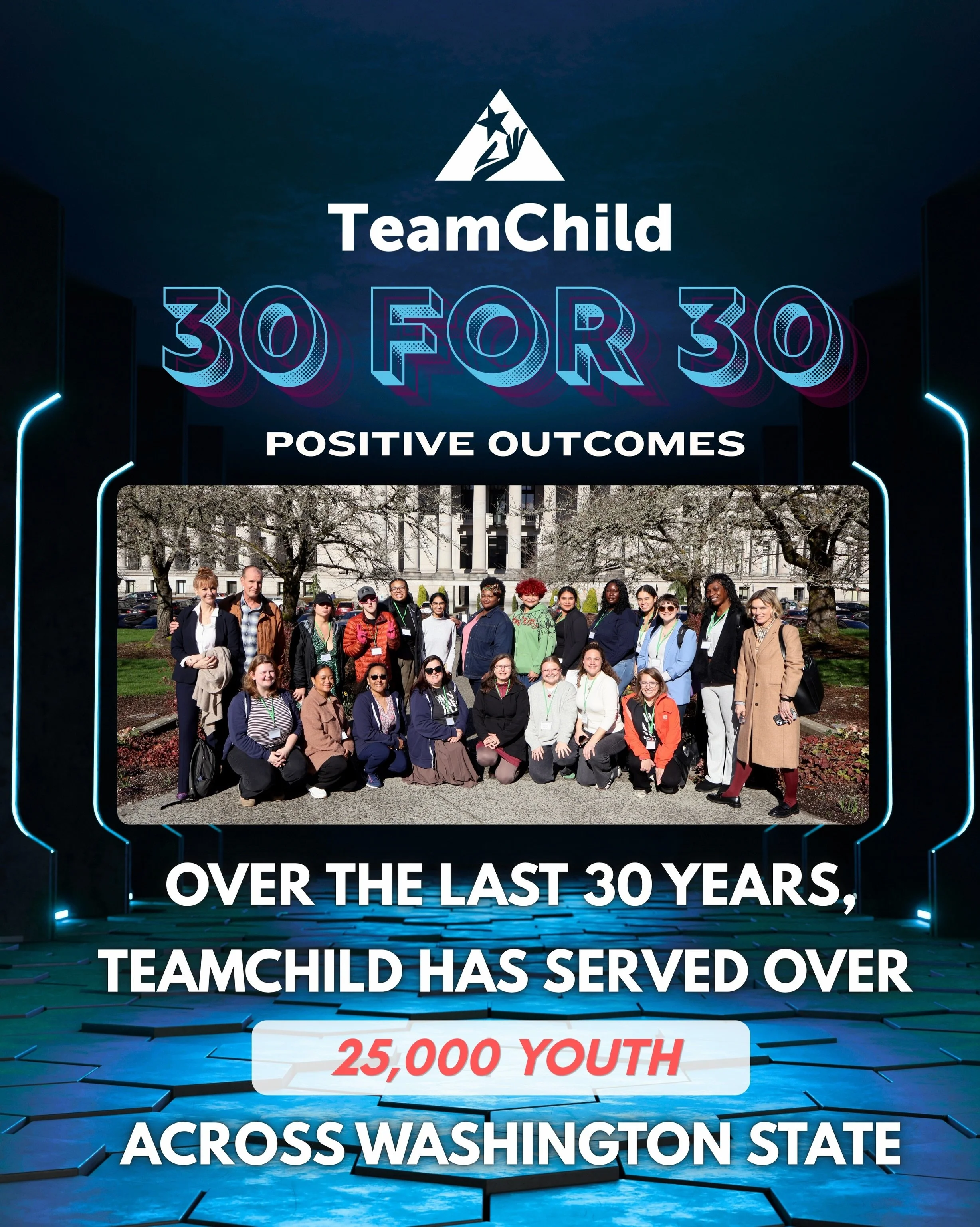 Tomorrow is the BIG DAY 🎉

For 30 years, TeamChild has been standing alongside young people across Washington State&mdash;proudly serving over 25,000 youth and counting. Every milestone, every story, every life impacted has led us to this moment.

J