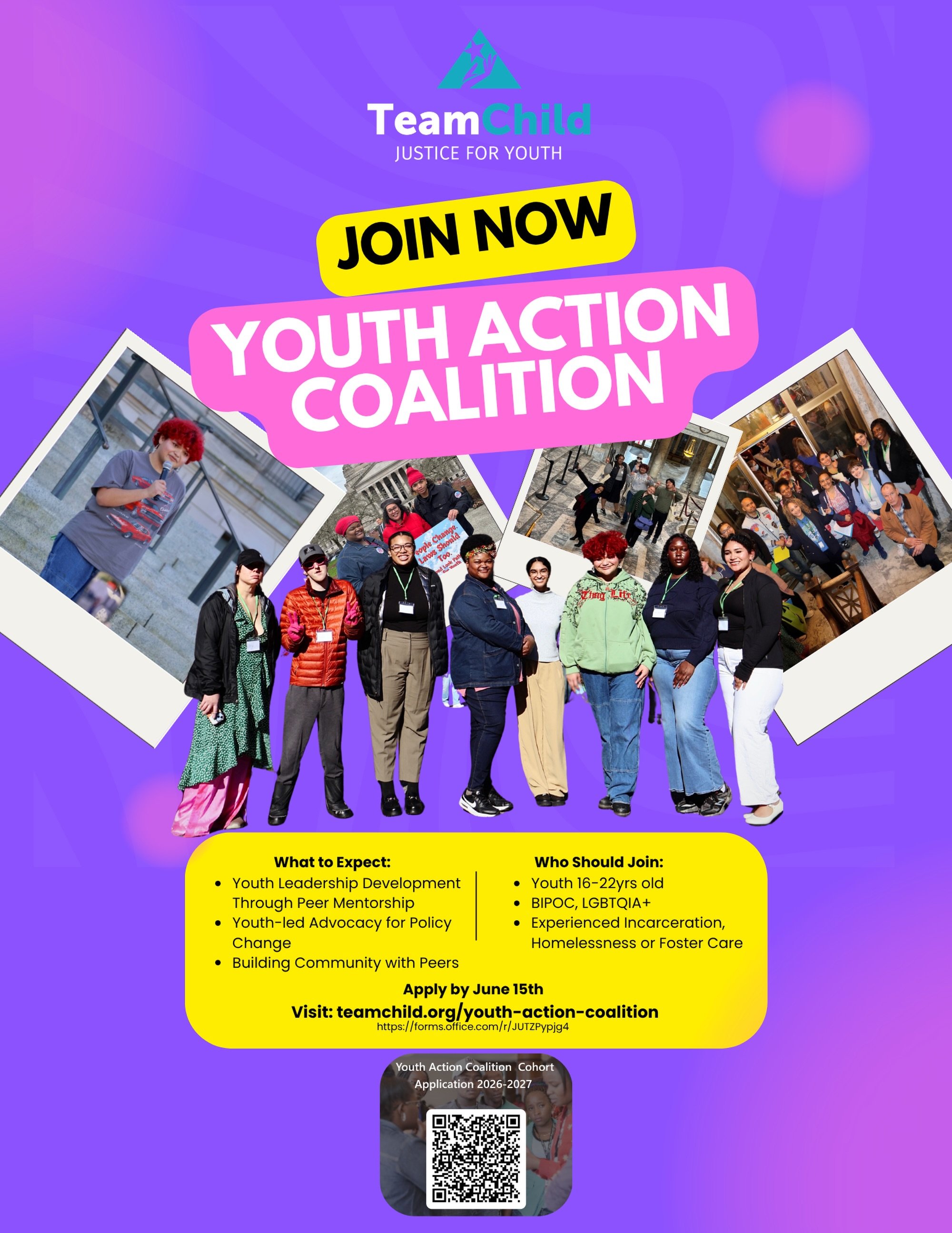 Are you a young person looking to make meaningful change? If so, the YAC is the right place for you! The TeamChild YAC is a collective of youth across Washington state who use their lived experience and expertise to advocate for impactful change with