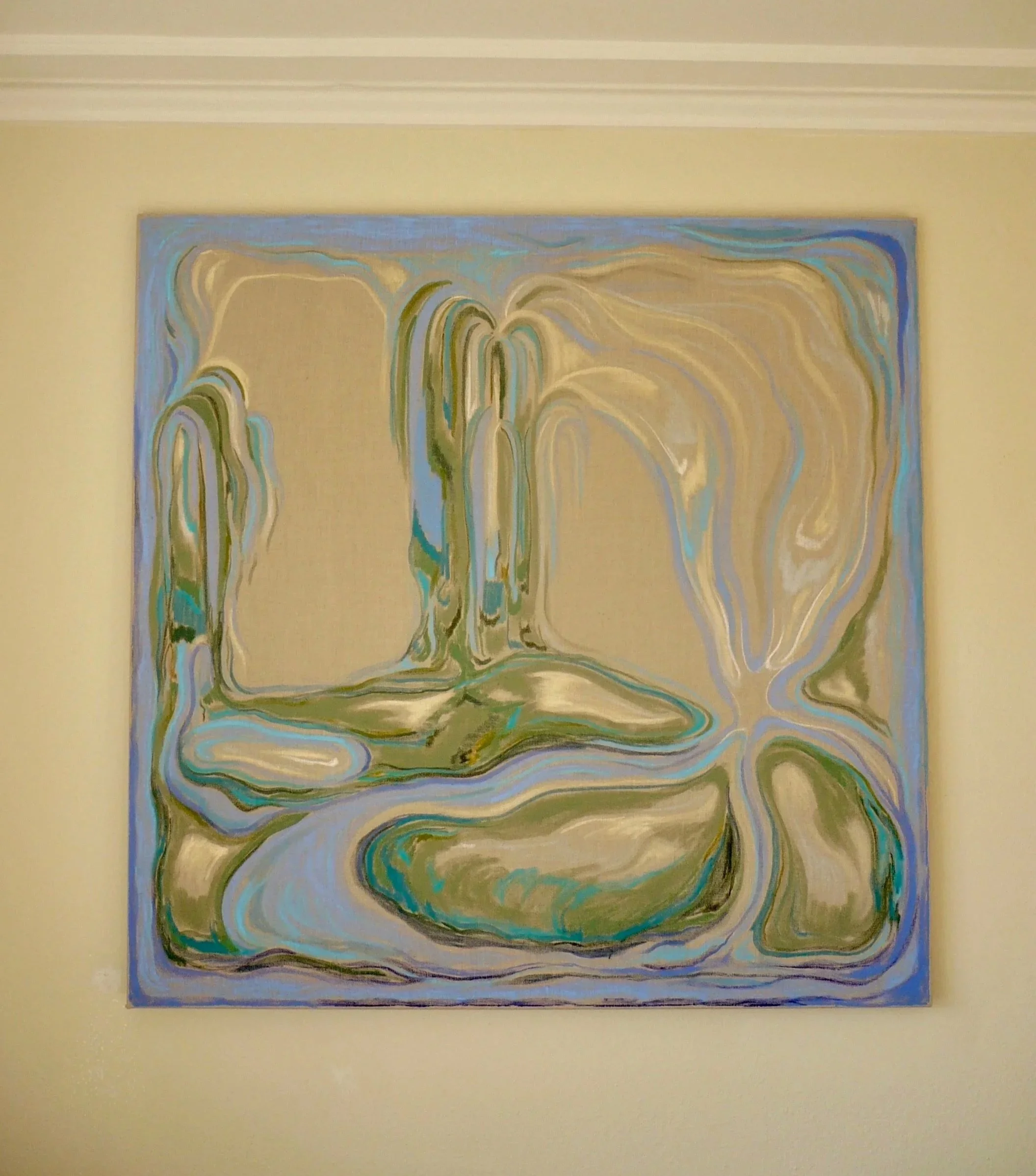 Hængepil, Oliepastel på hør, 110x110, 6000,-