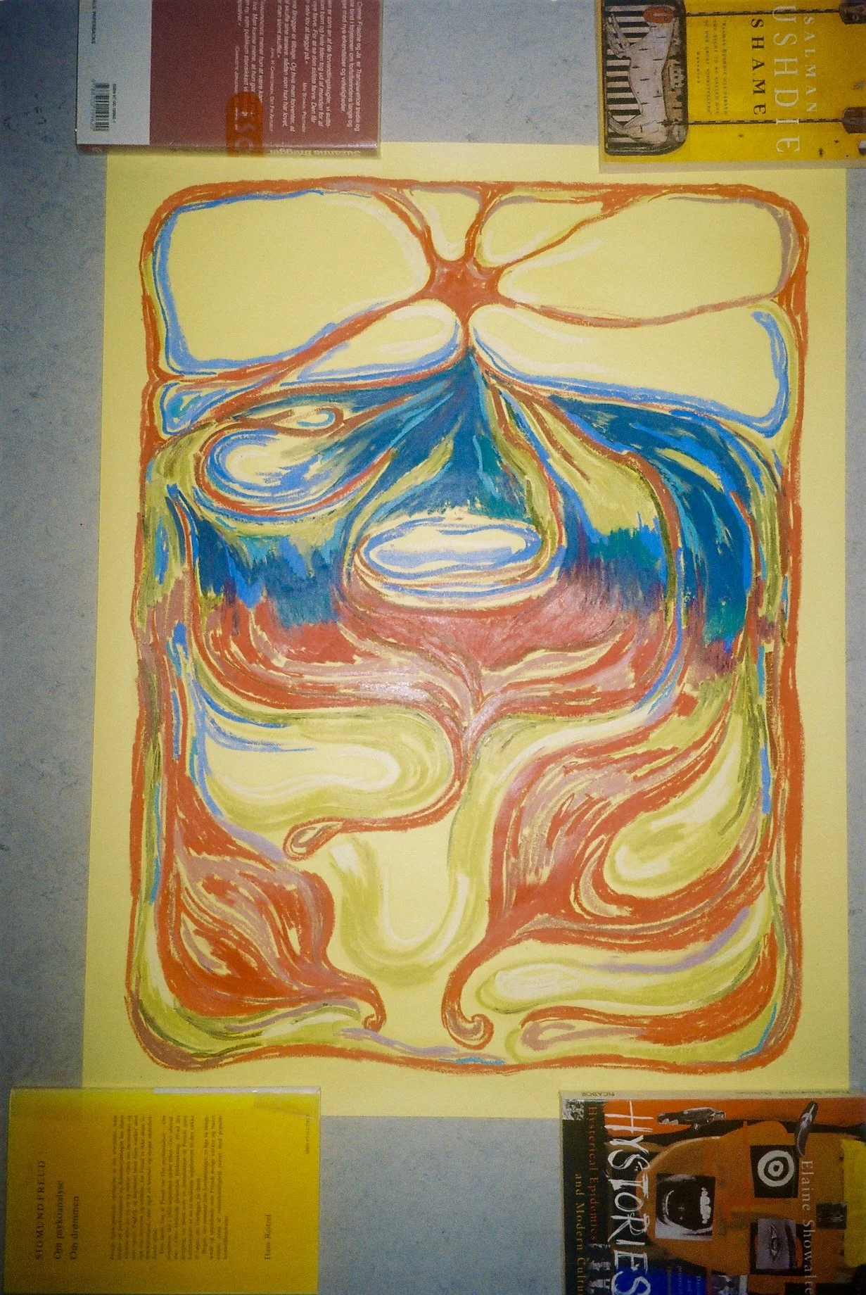 Et fuglebad, 60x70, Oliepastel på papir, 1500,- SOLGT
