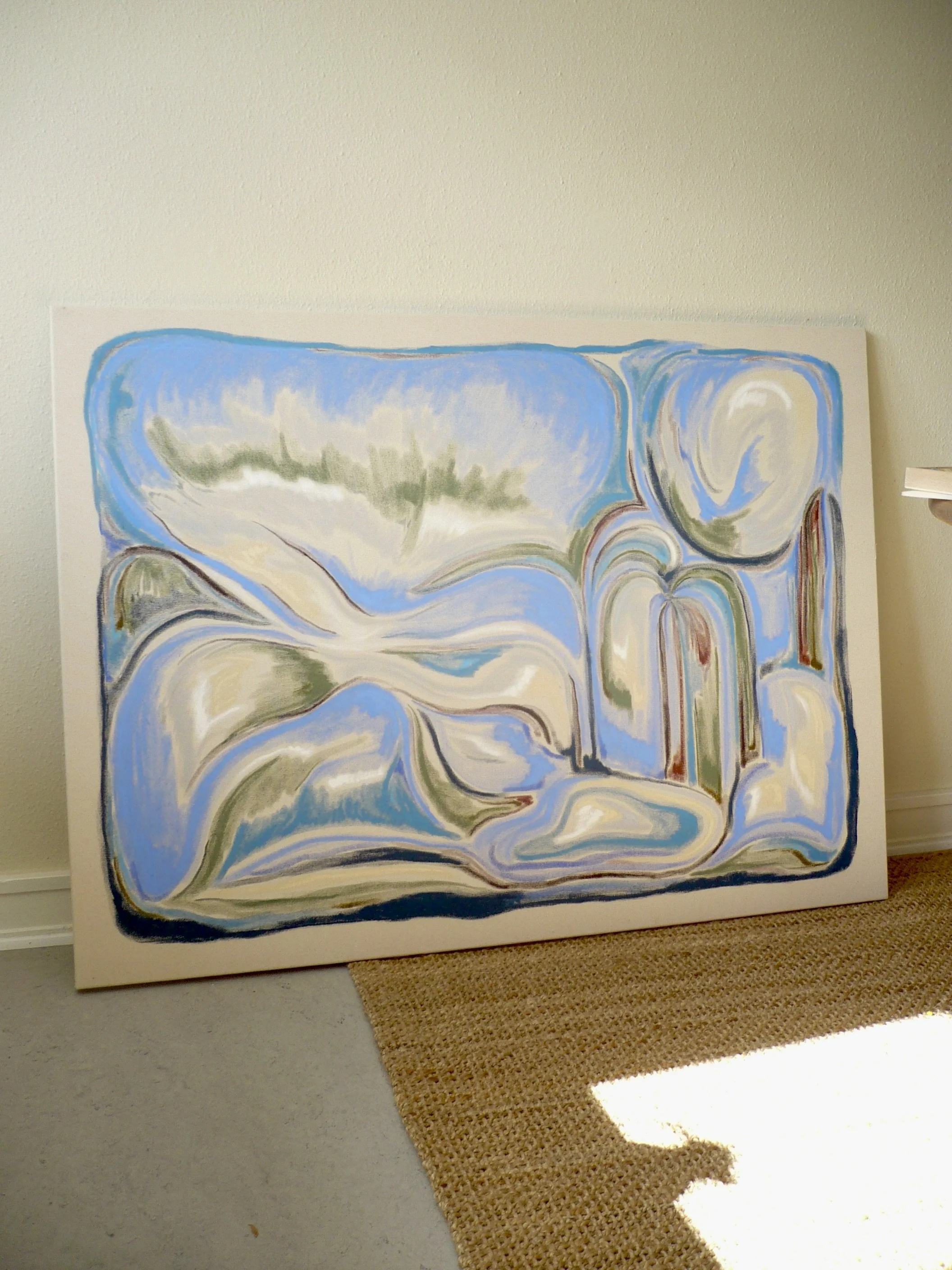 Blå bjerge, Oliepastel på lærred, 195x130cm, 6000,- SOLGT