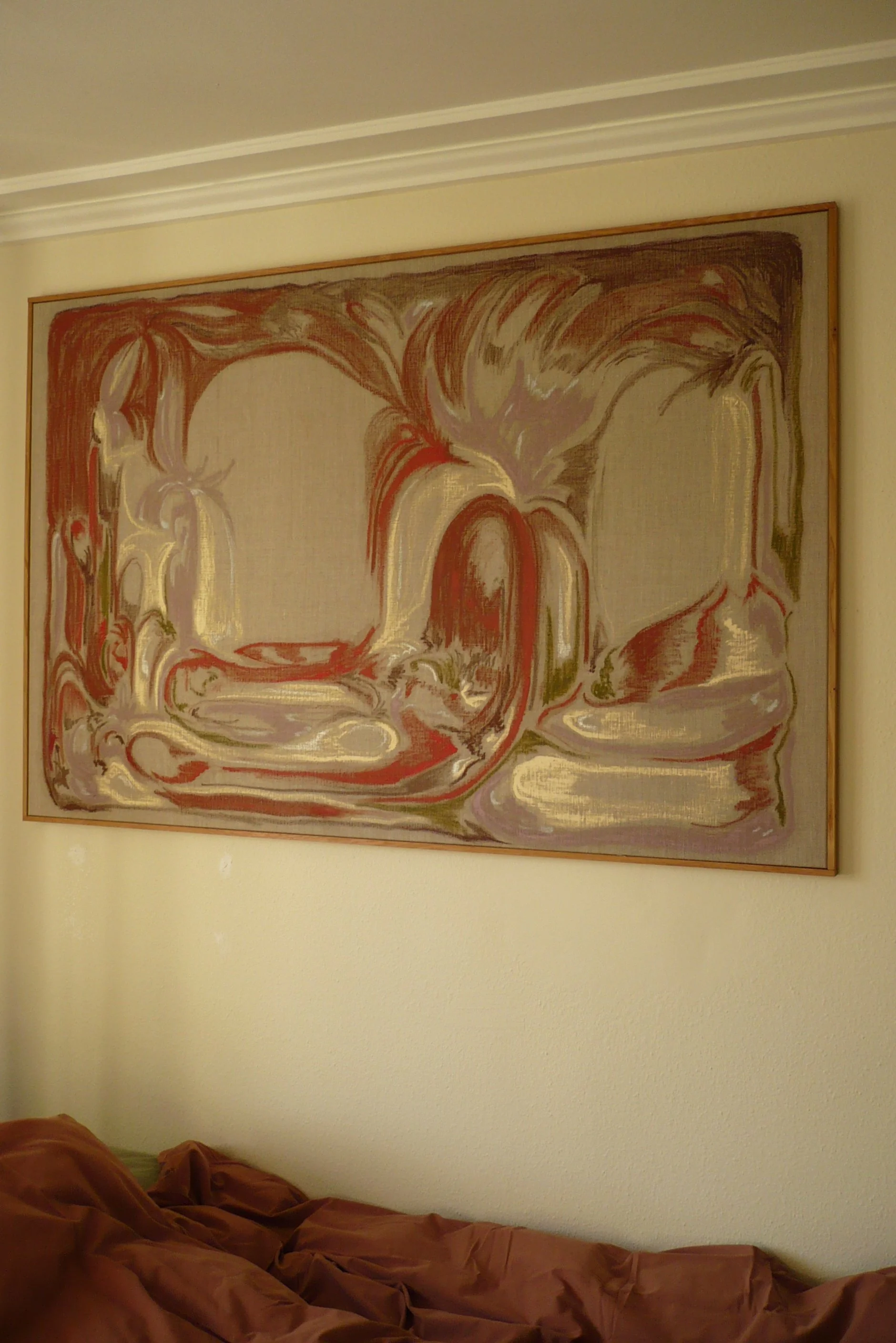 Røde enge, Oliepastel på hør, 125x100 6500,- SOLGT