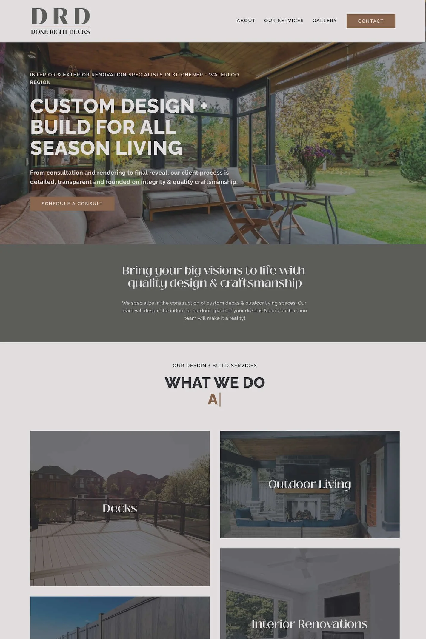 squarespace website for exterior home renovations