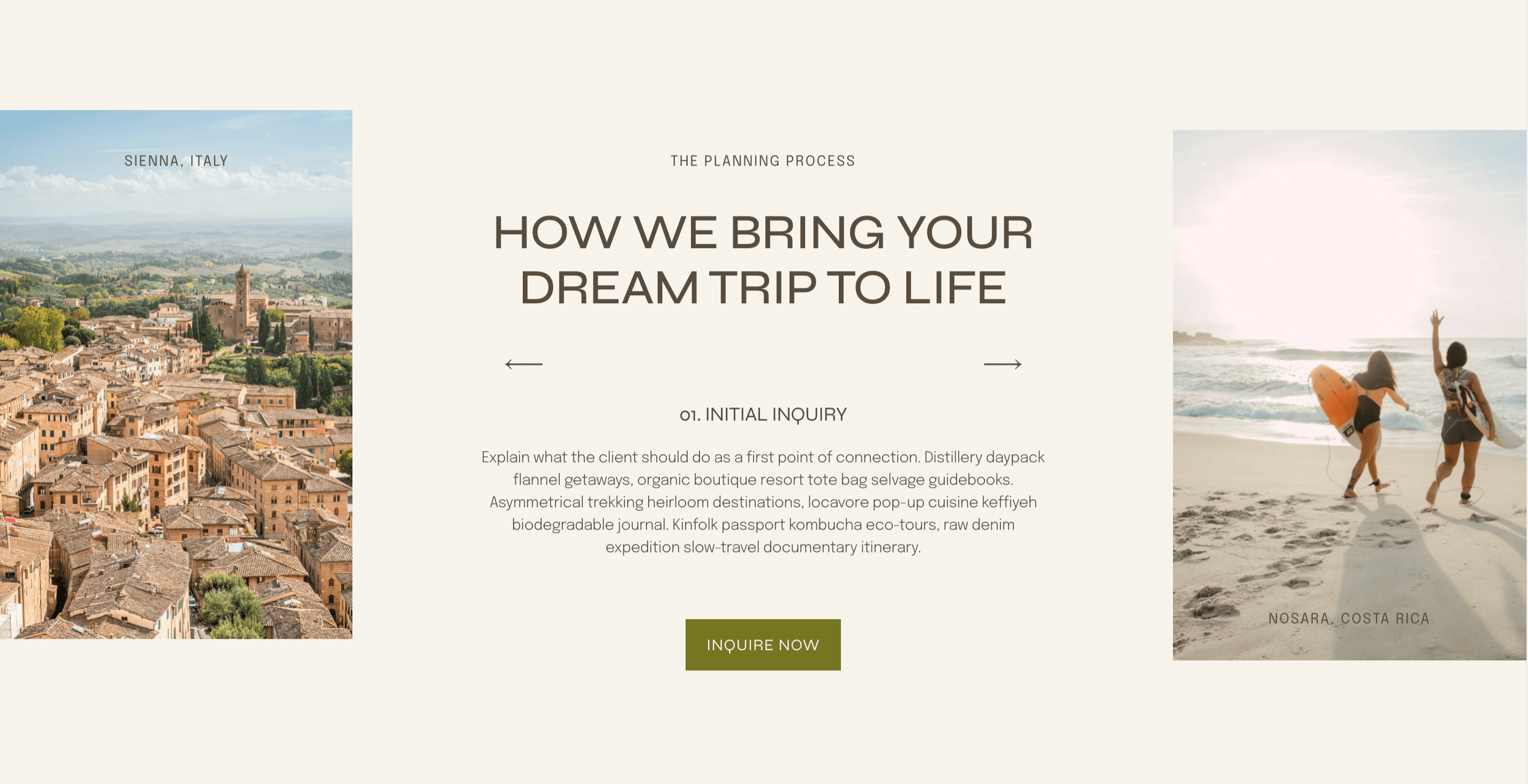 Travel Advisor Website Template - Services page