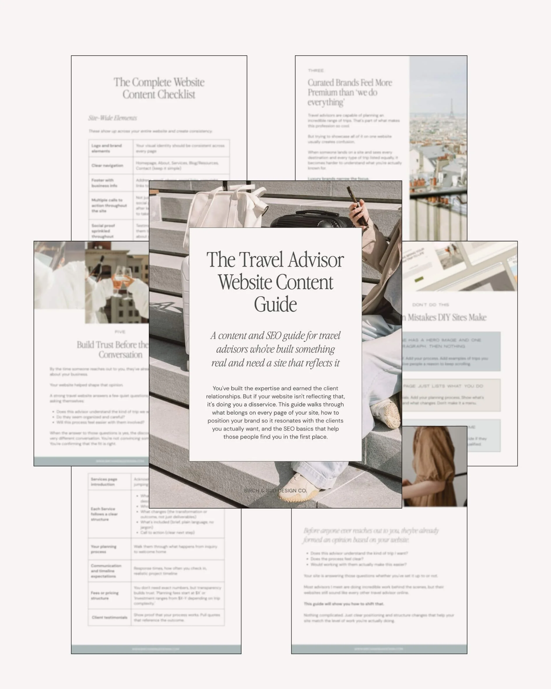 website content guide for travel advisors mockup