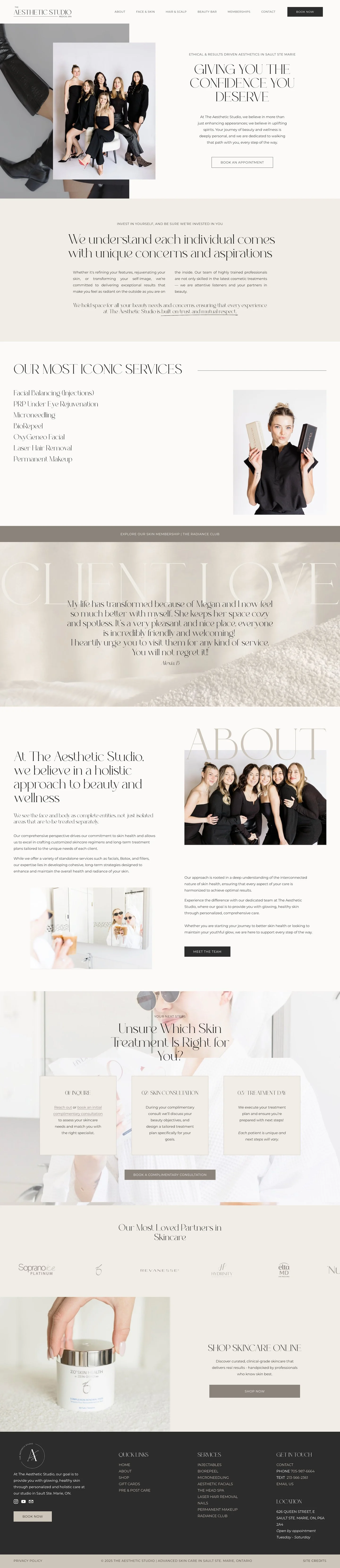 homepage for medical aesthetics clinic