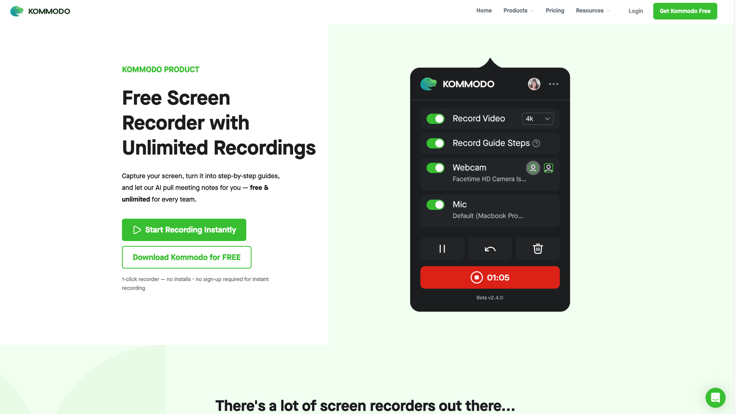 kommodo screen recording