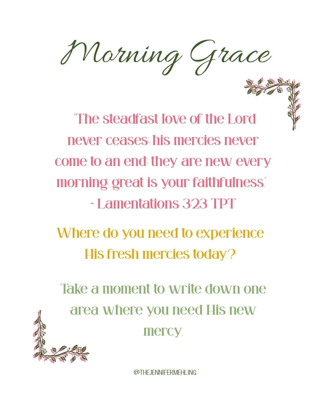 His mercies are new every morning, beloved. Not just some mornings - every morning. Even this one. Especially this one. 🌅
Save this reminder for those moments when you need to remember His faithfulness never fails.
#morninggrace #faithjourney #chr