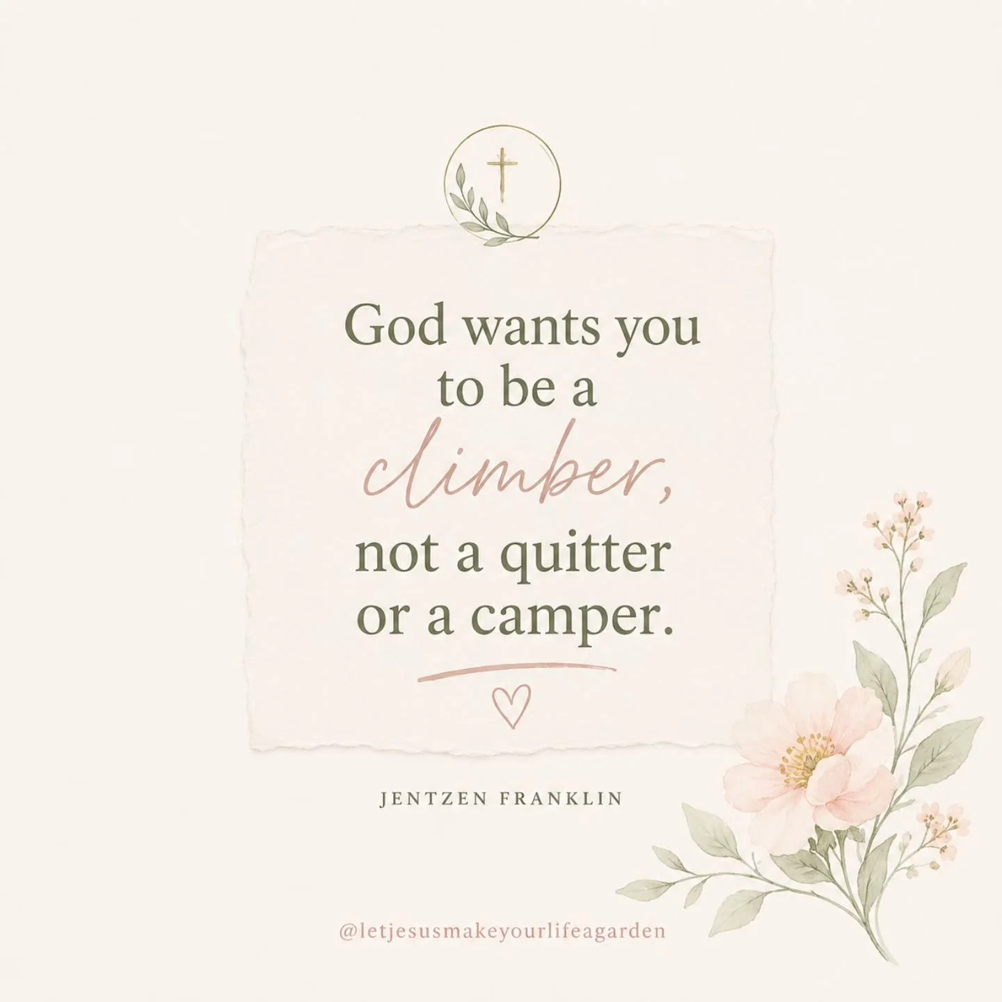 Lately I&rsquo;ve been thinking about how easy it is to stop in hard seasons&hellip; to camp in fear, disappointment, comfort, or even exhaustion.

But growth often asks us to keep climbing.

Not striving in our own strength.
Not hustling.
Not provin