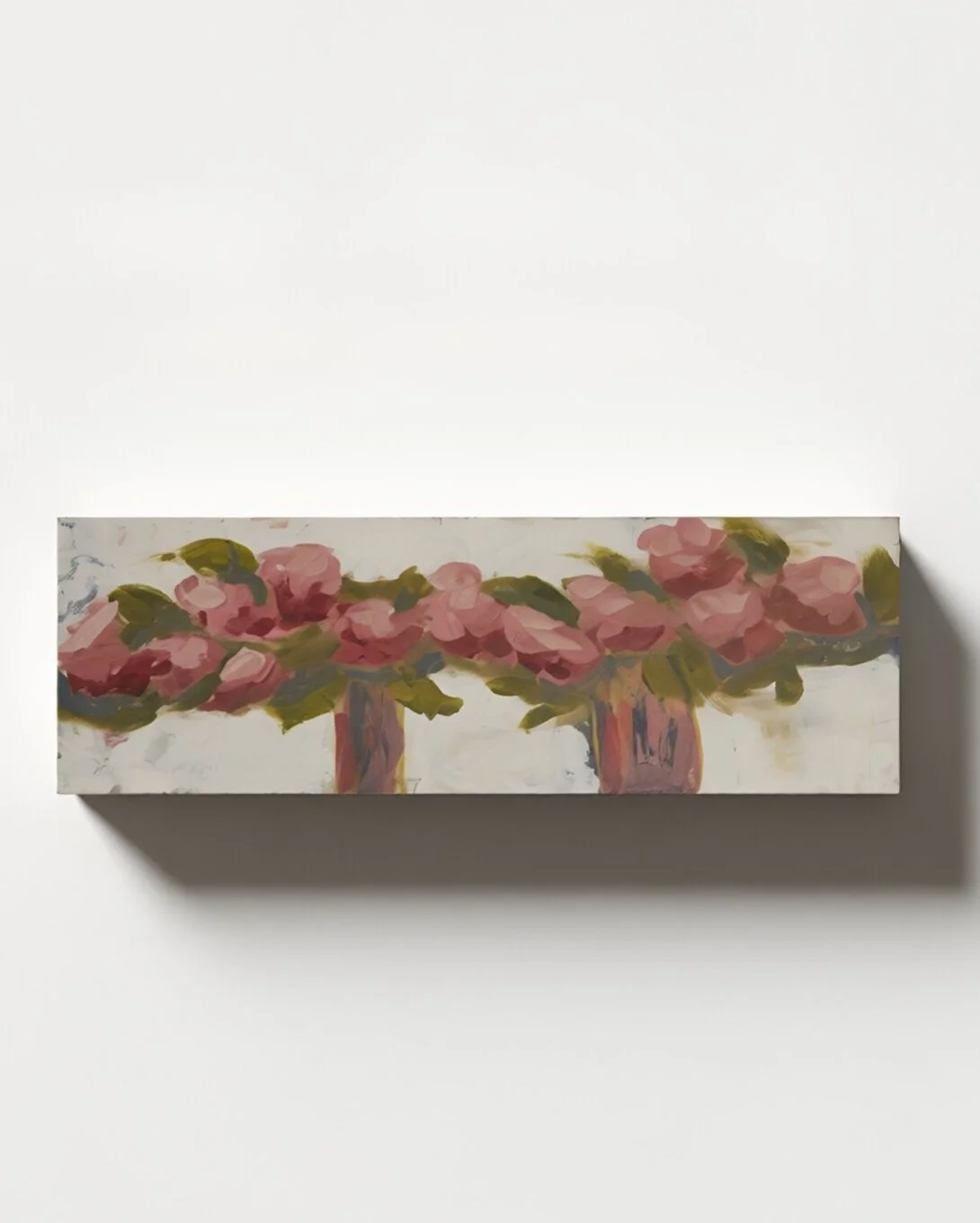 Growing Together | Original 10 × 30 Floral Vessel Painting