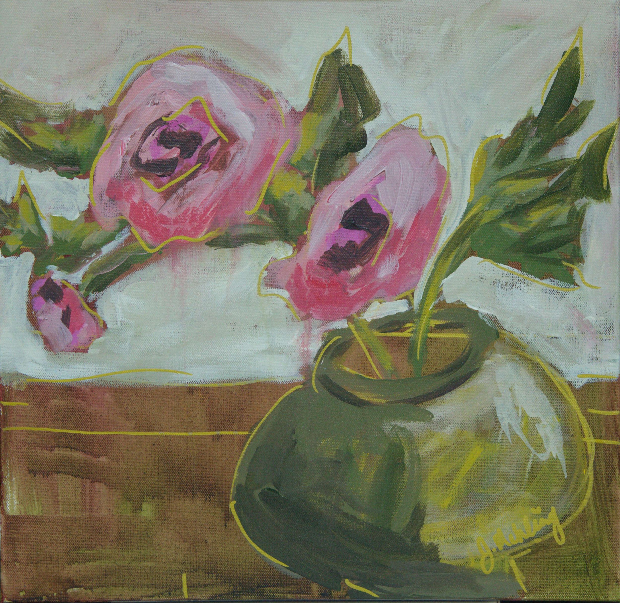 16x16 mixed media first blooms unfolding web.jpg