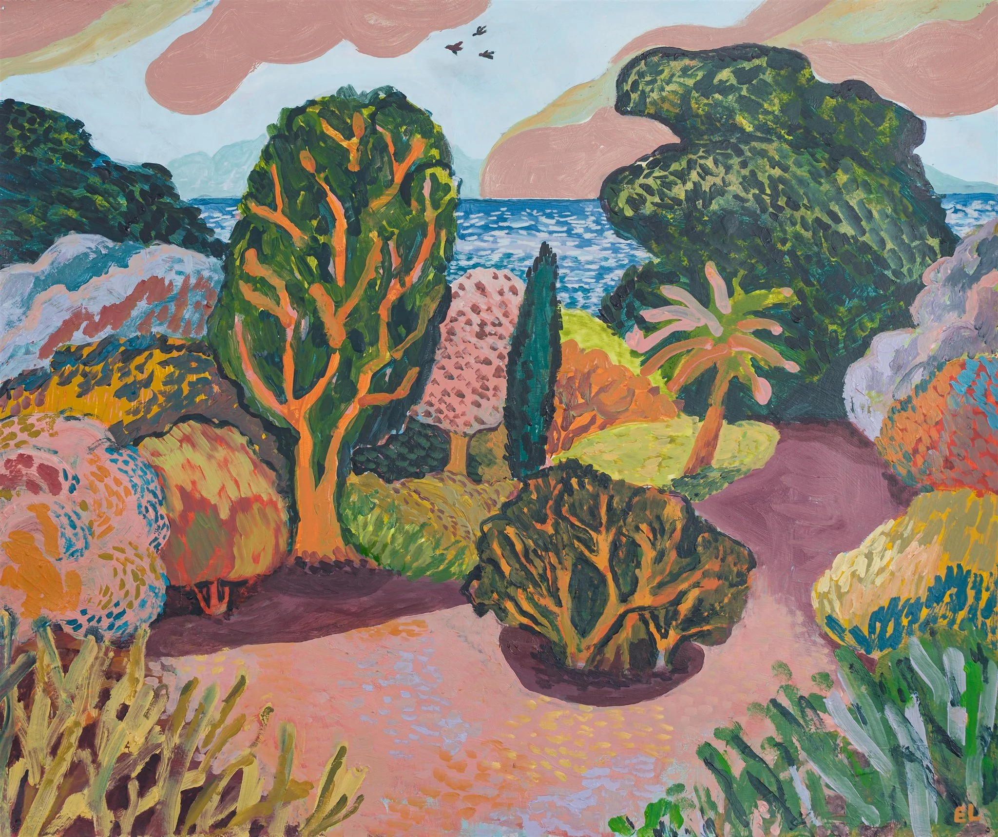 Teignmouth Garden, 2025, 69.5 x 81.5cm, acrylic on paper, framed, £650
