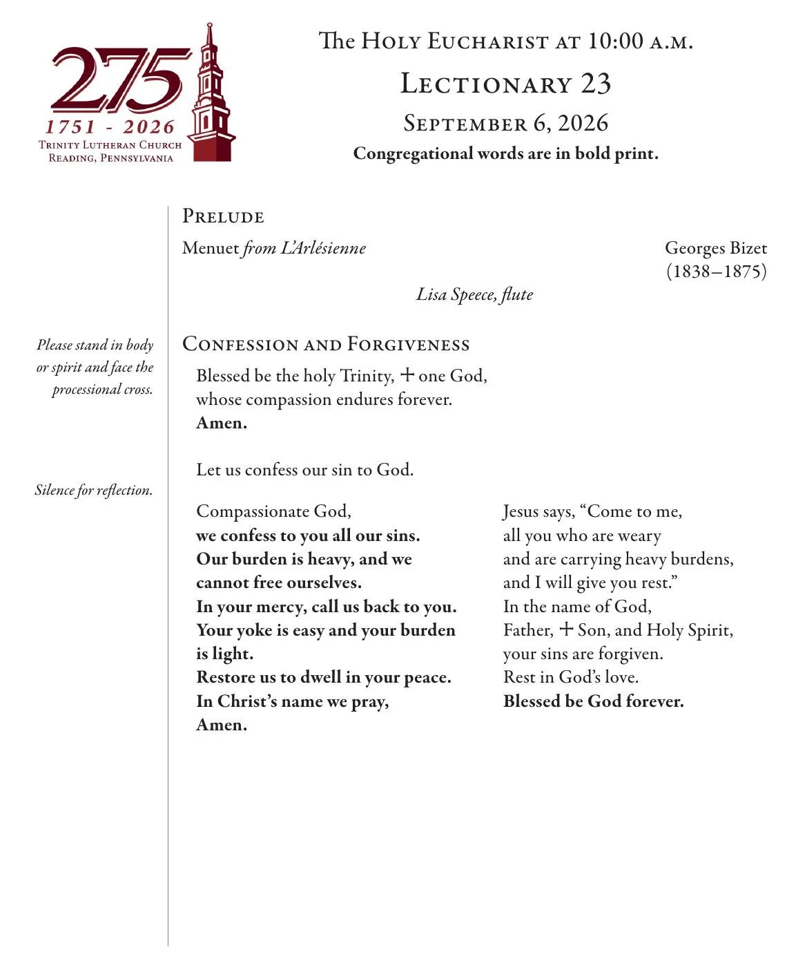 September 6th Worship Bulletin