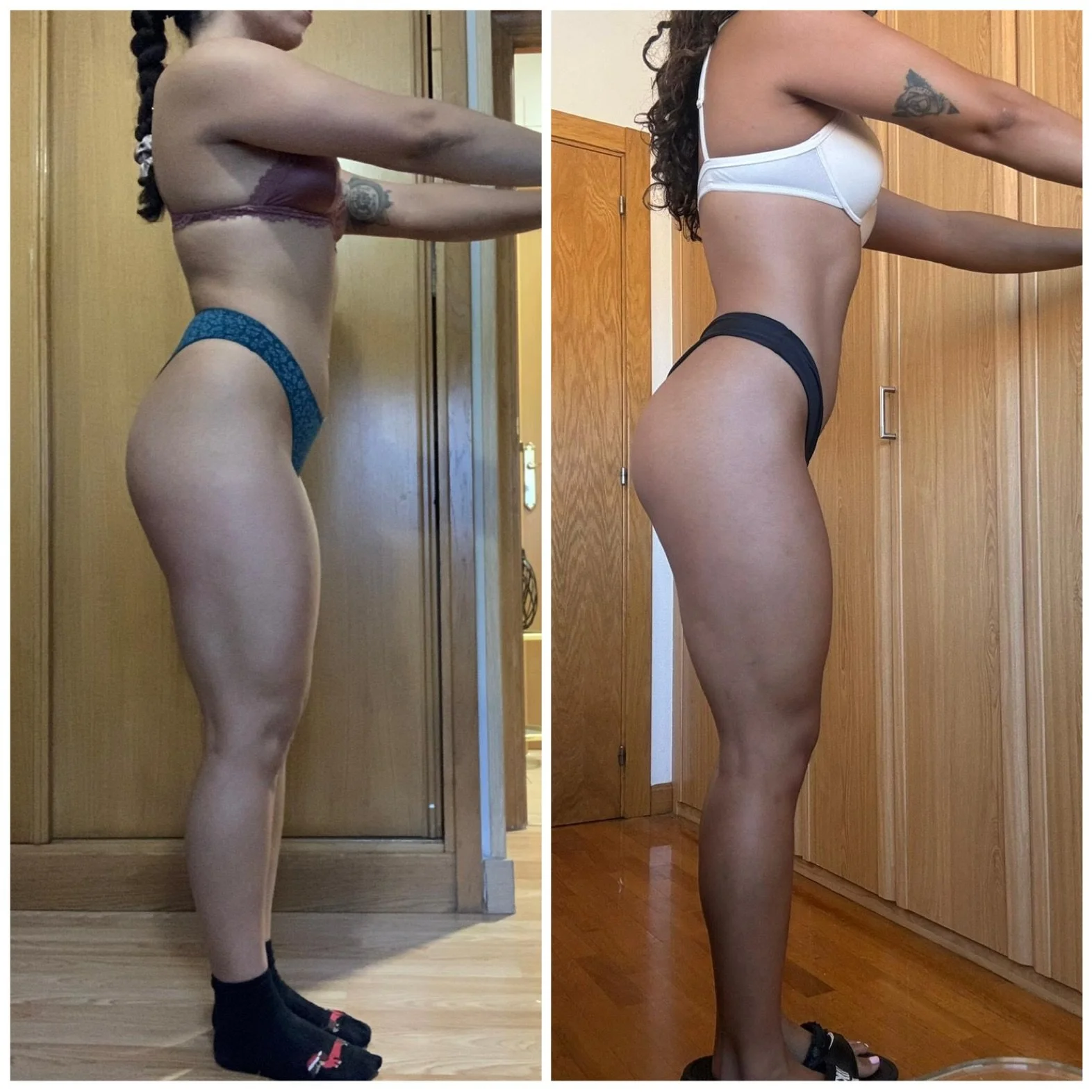 Cambio físico de abdomen y glúteo en 2 meses