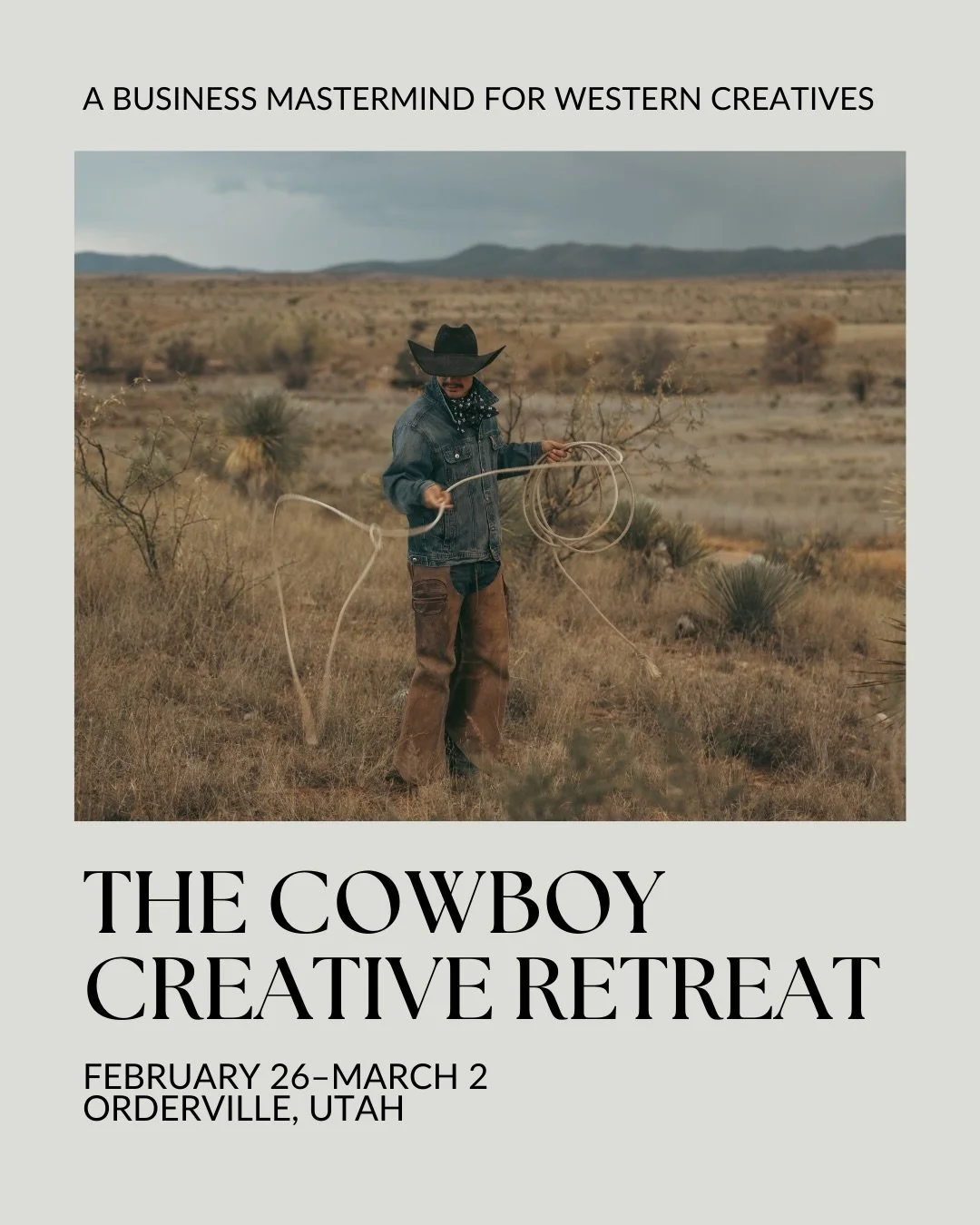 The Winter Cowboy Creative Retreat is almost here!
Five days in the mountains. A luxury cabin surrounded by red cliffs. Shoots that don&rsquo;t feel real. Business clarity you can actually use. The kind of weekend that shifts things.

Presale opens t