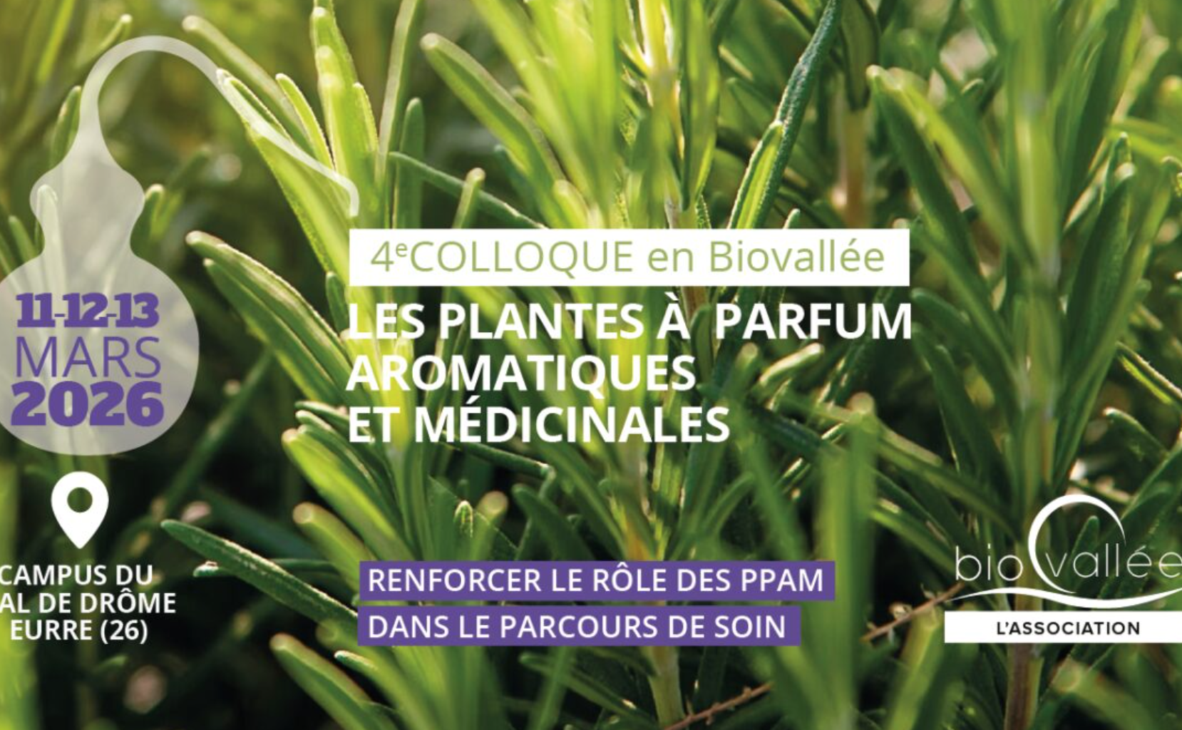 4e colloque PPAM en Biovallée – les 11, 12 et 13 mars 2026