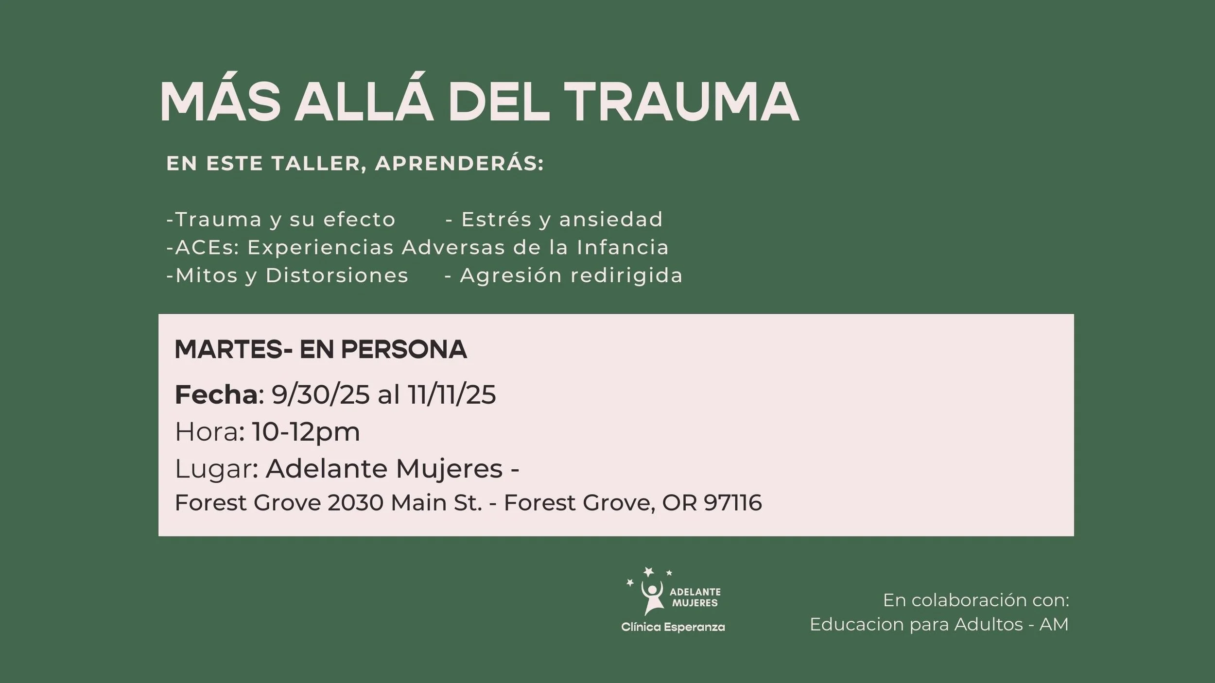 Más allá del trauma - MARTES- En Persona -