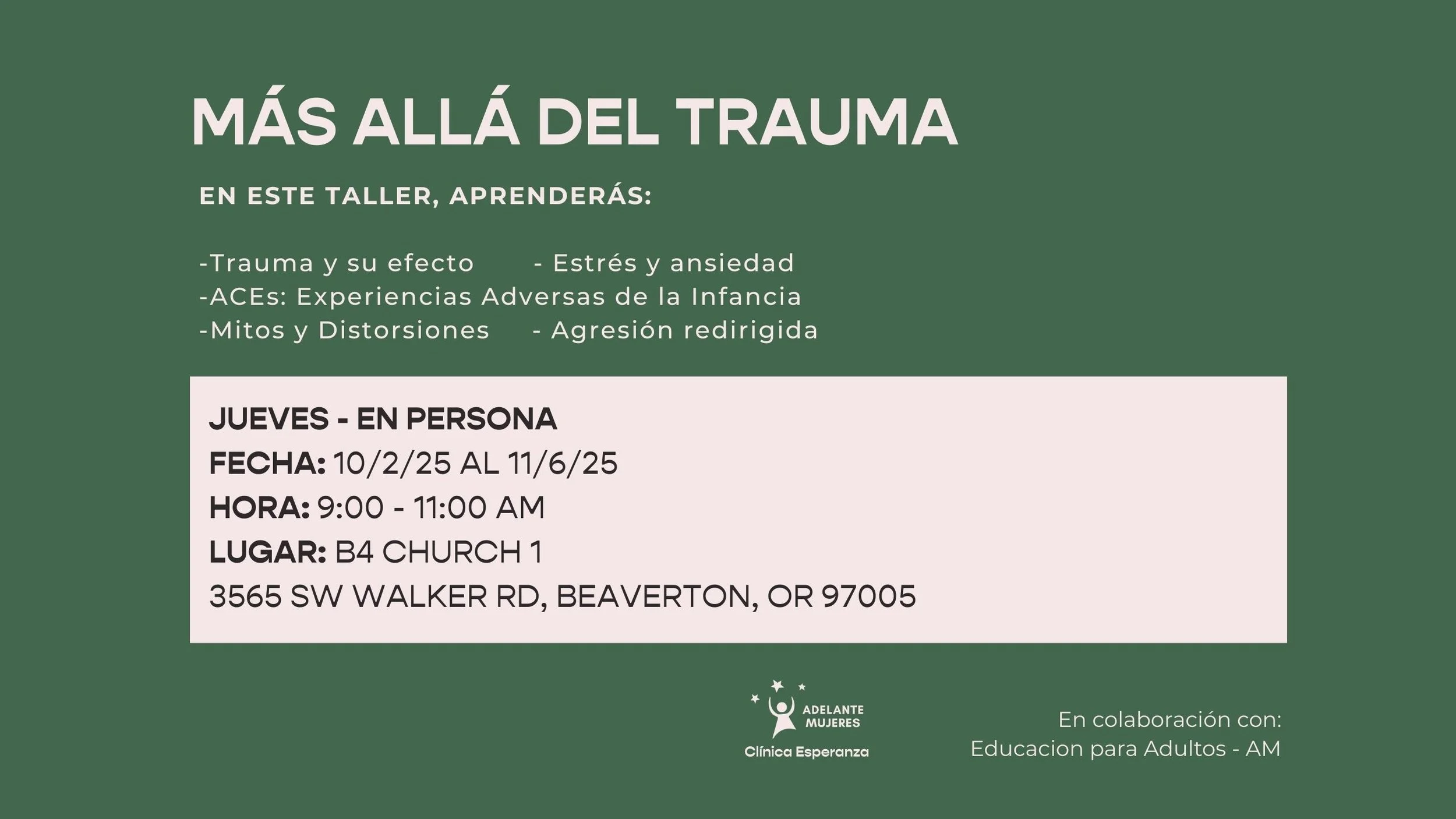 Más allá del trauma - JUEVES - En persona