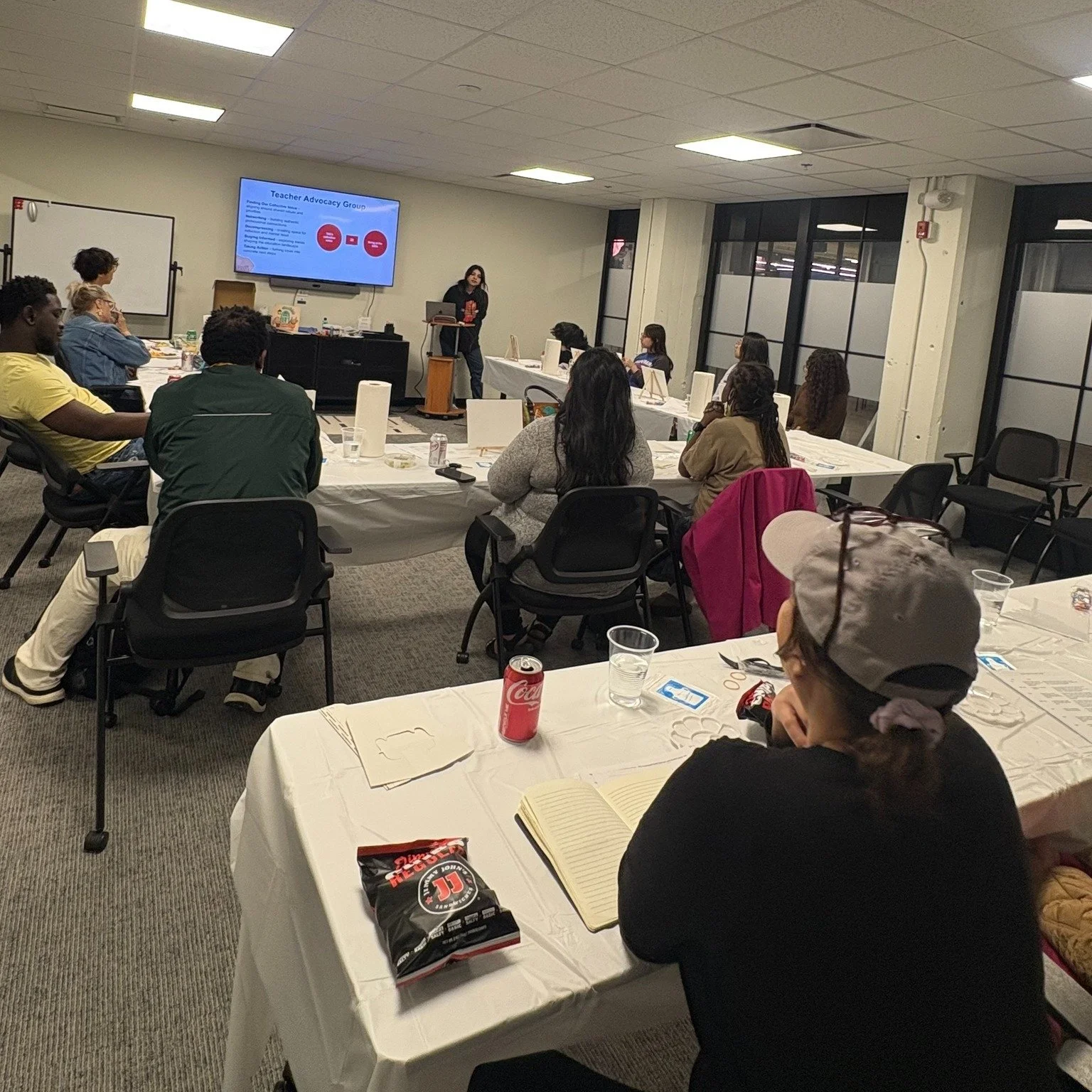 Last night, we had a great teacher meet up where we were able to decompress, paint, and discus the history of the educational landscape. Thank you to everyone who came out to join us!