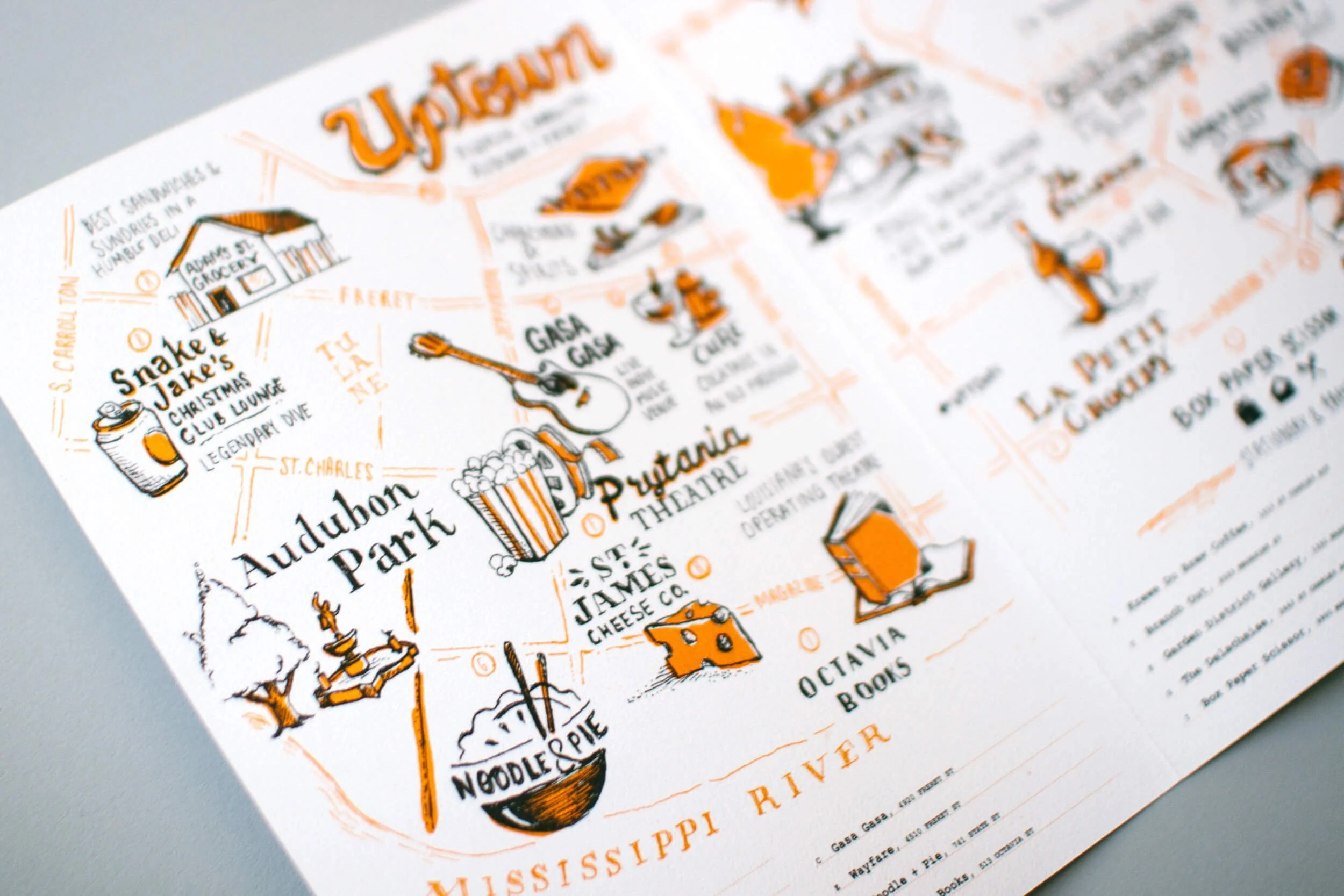 Drawings of places around Uptown New Orleans