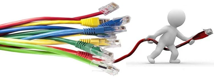 Colored network cables with connectors