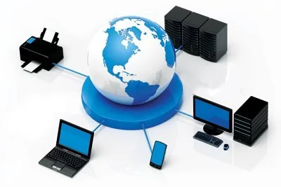 Network diagram connecting computers, printers and servers