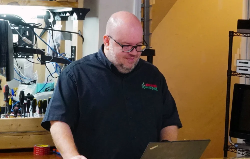 Technician providing remote computer support