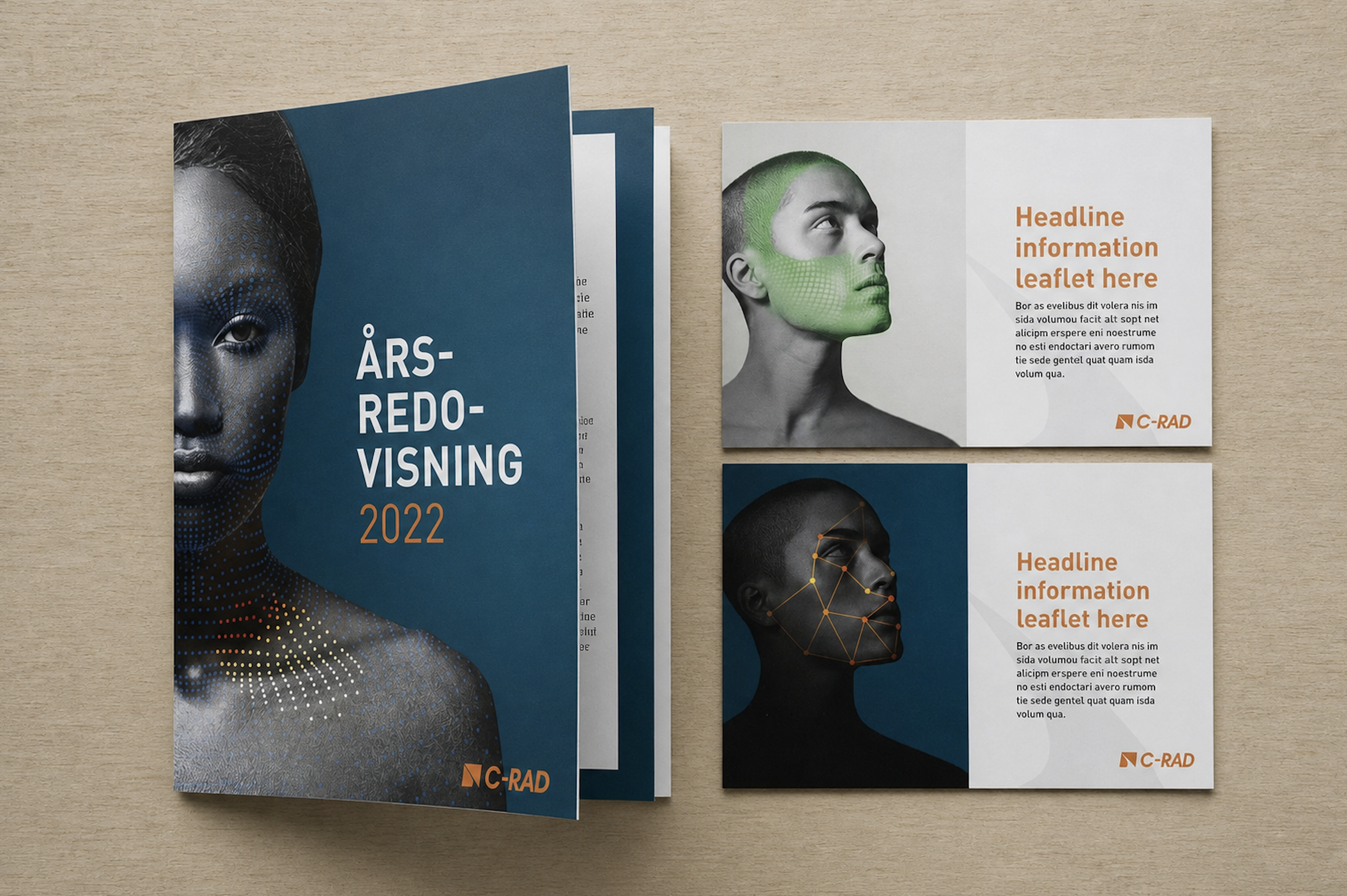 C-RAD: Skiss och idéarbete av nytt bildmanér, färg och feel för grafisk identitet.