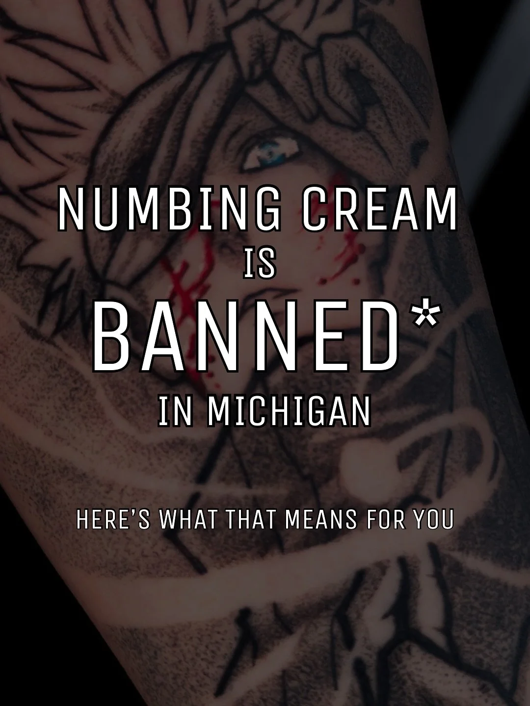 Let&rsquo;s talk numbing cream 🧊
It&rsquo;s been controversial for a while &mdash; and in Michigan, it&rsquo;s now officially banned*** for tattoo use.

Now in Michigan numbing products require a prescription, and only medical professionals are allo