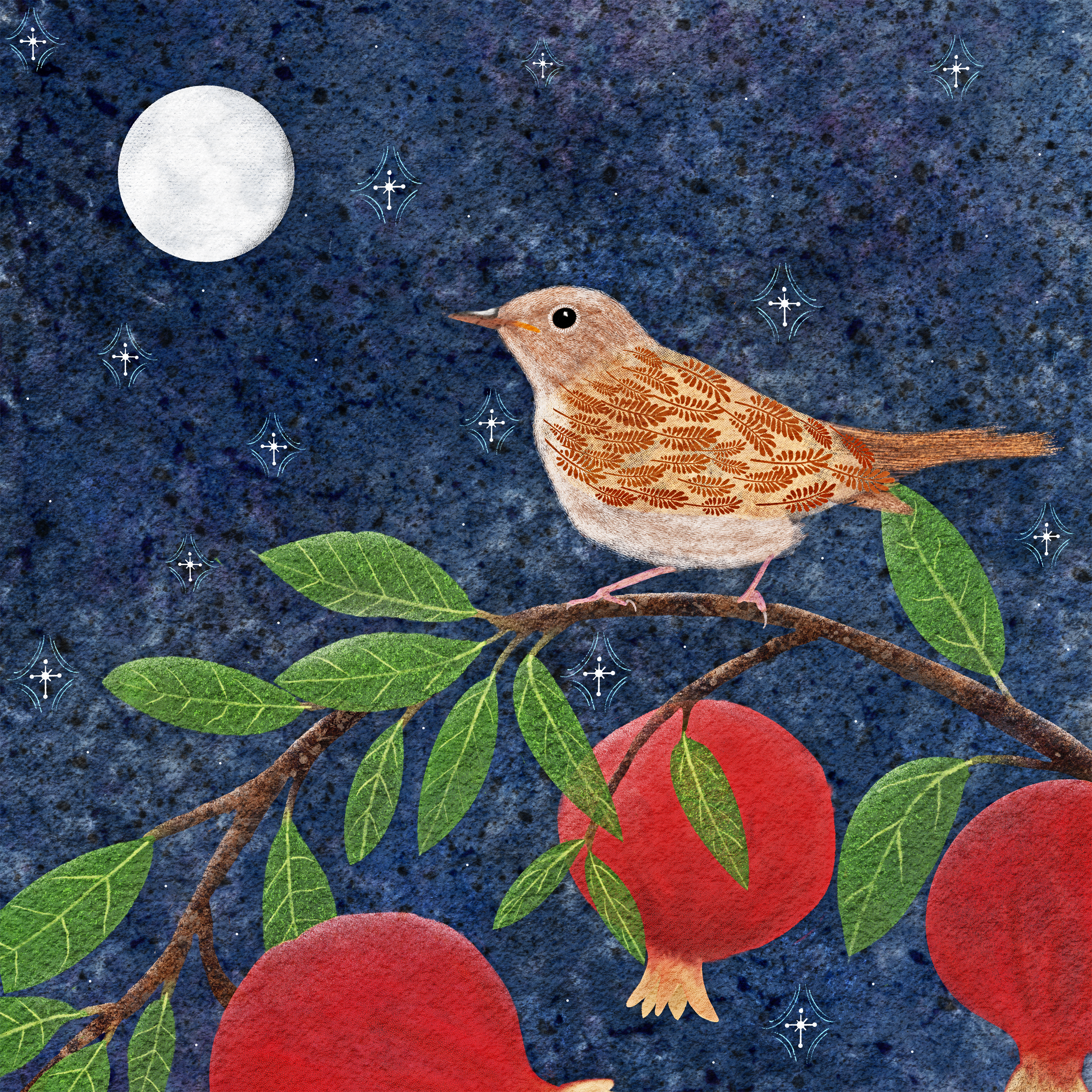 A Nightingale in a Pomegranate Tree
Digital