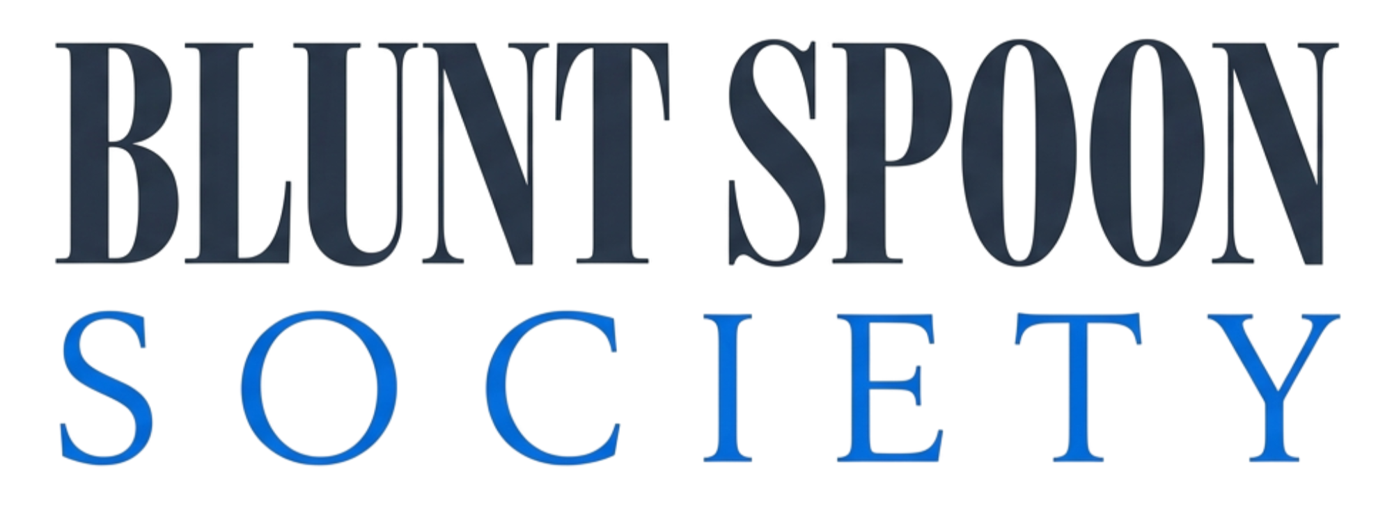 Blunt Spoon Society logo, with "Blunt Spoon" in bold navy letters above "Society" in blue