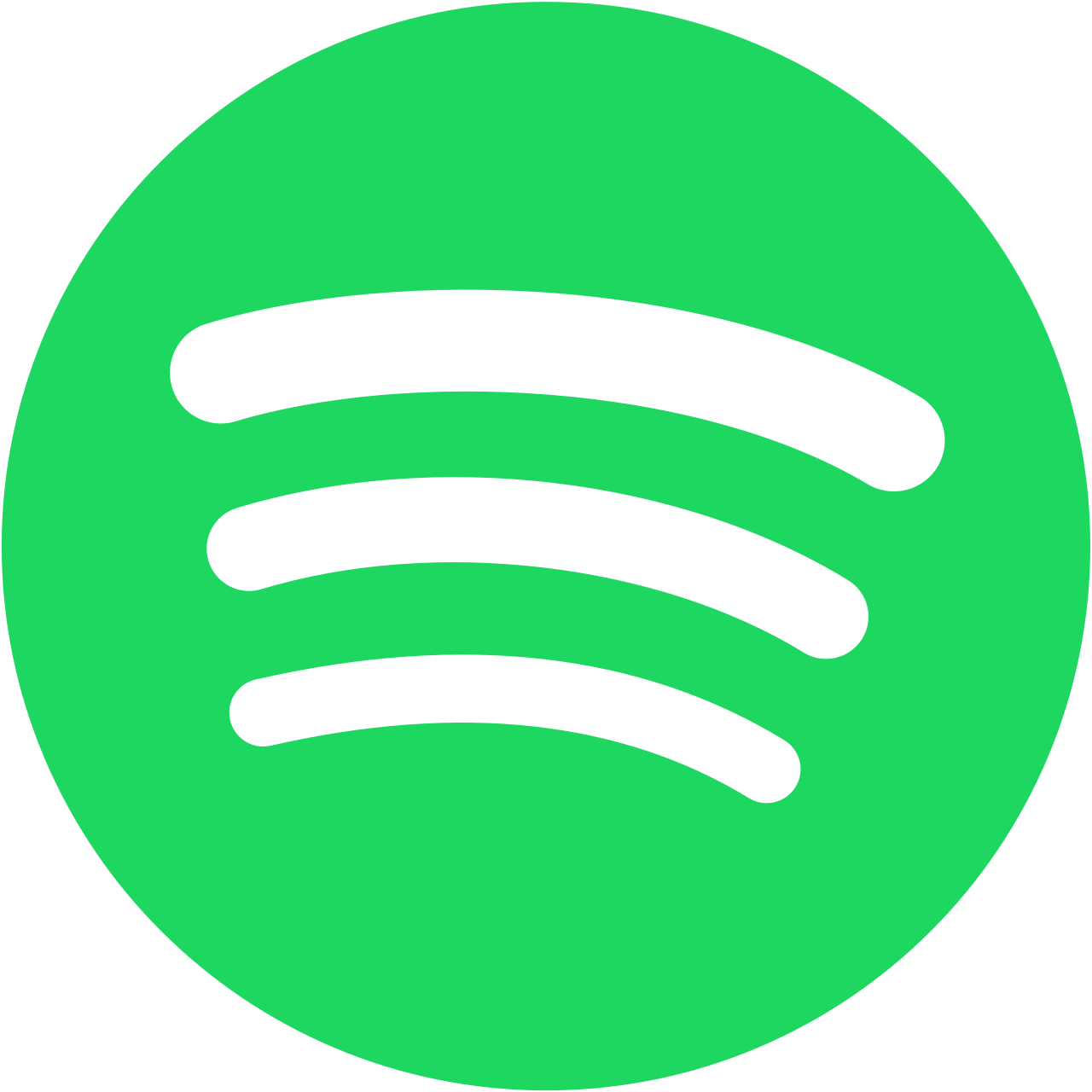 Green circle with black Spotify logo in the center