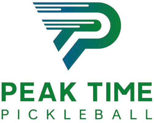 peak time pickleball logo green and blue