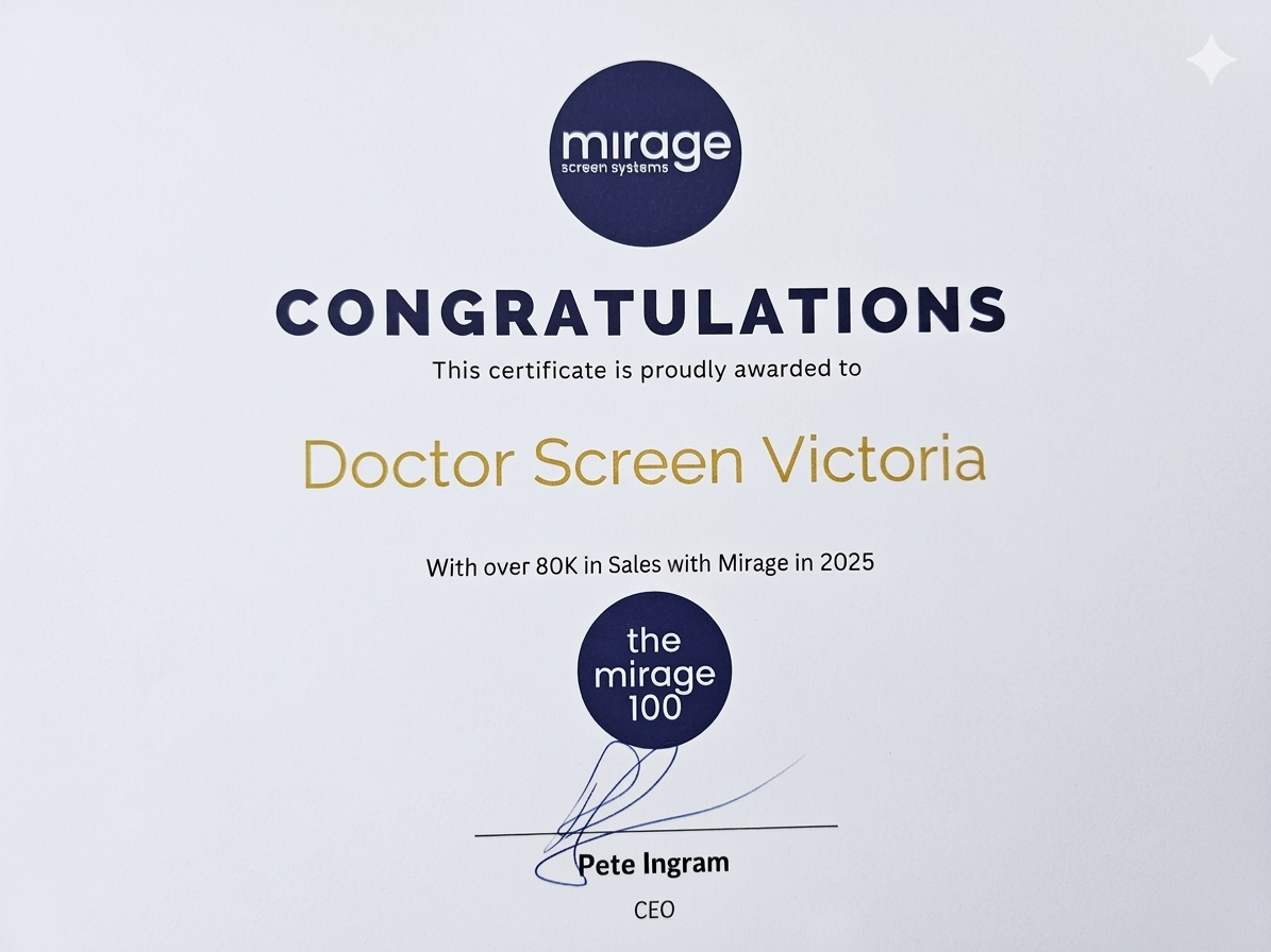 Mirage Screen Systems Top 100 Certificate