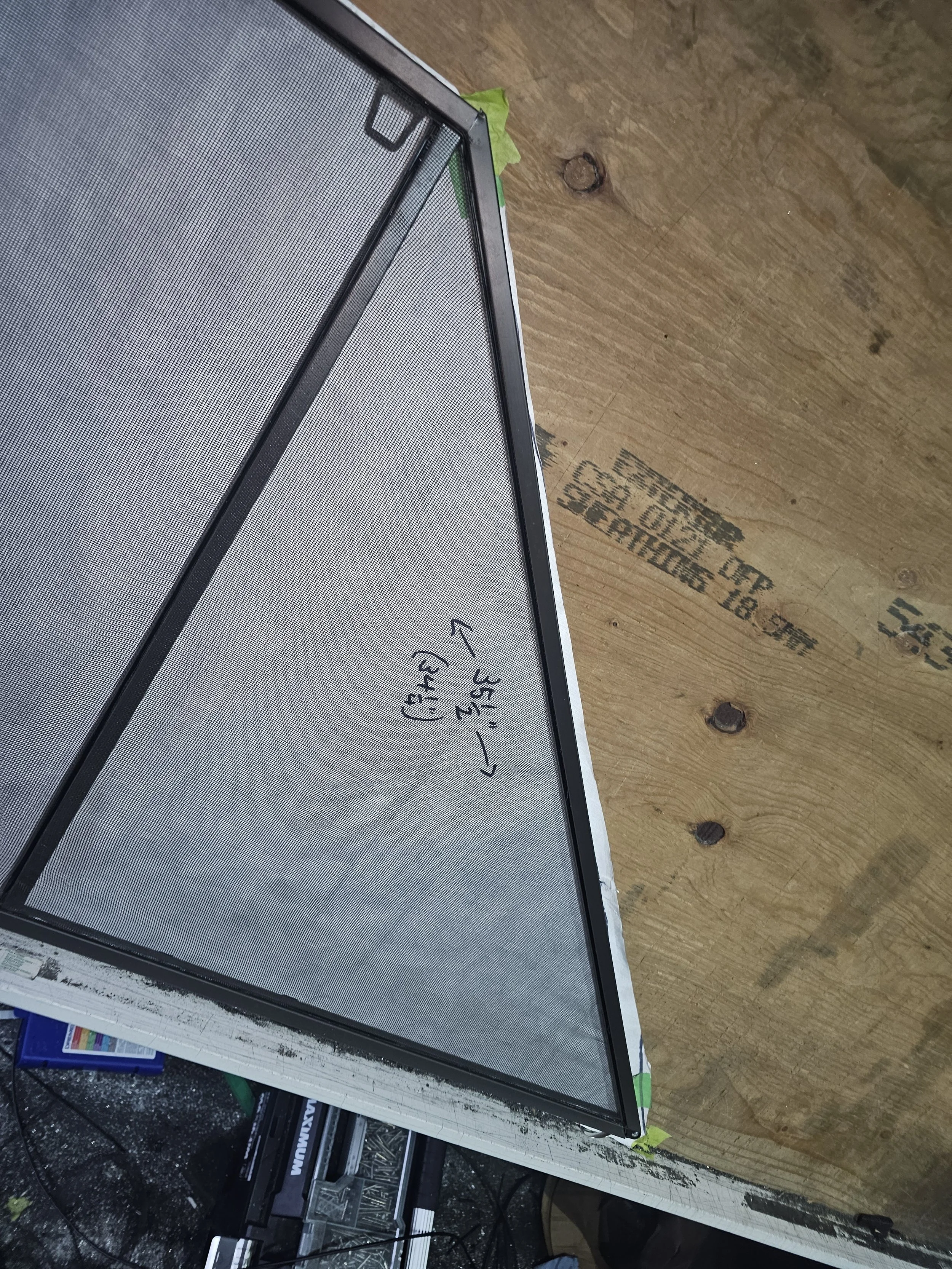 Who said screen can only be square or rectangular? This one is a triangular screen to fit a European window.